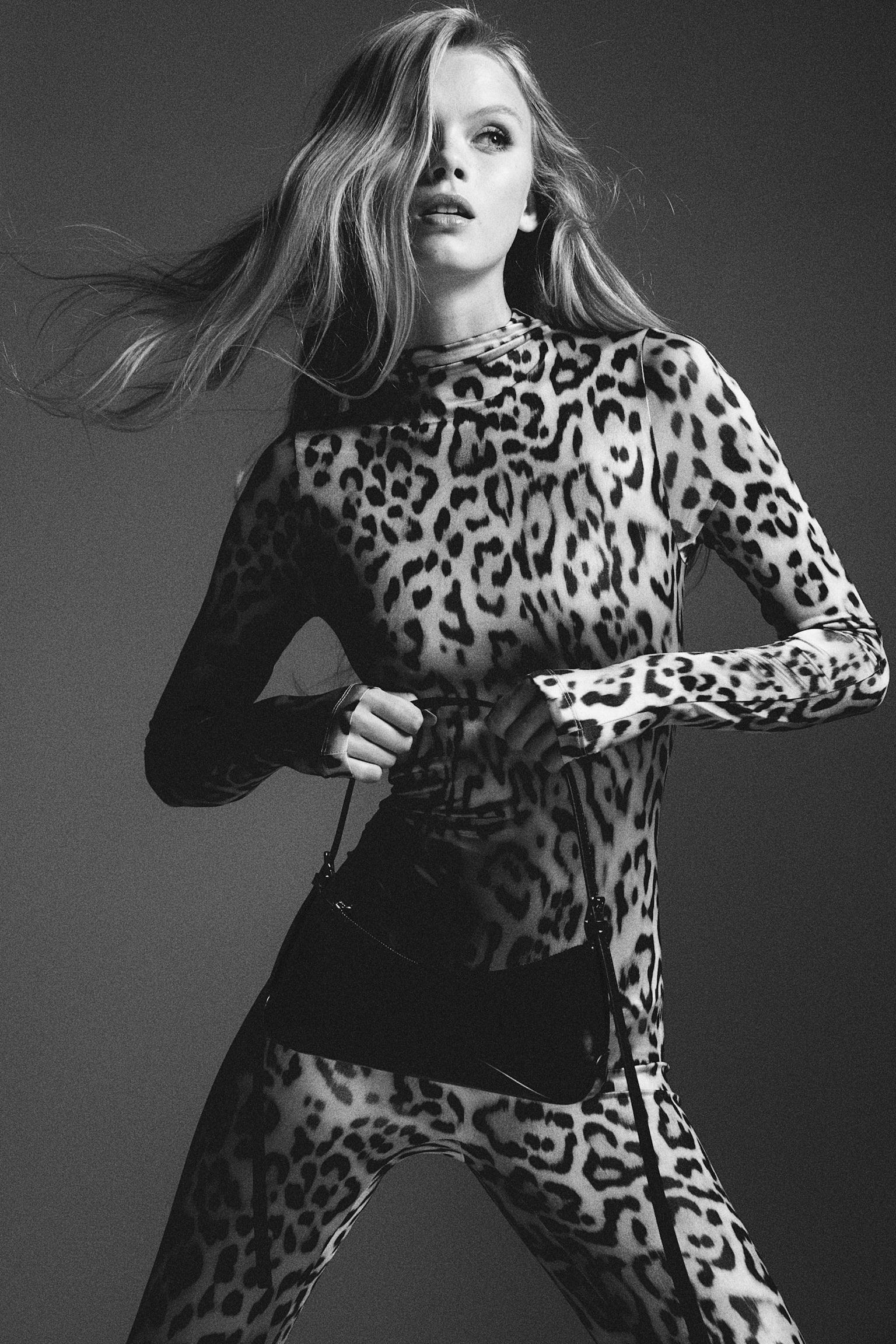 Long-sleeved unitard - Beige/Leopard print/Black - 3