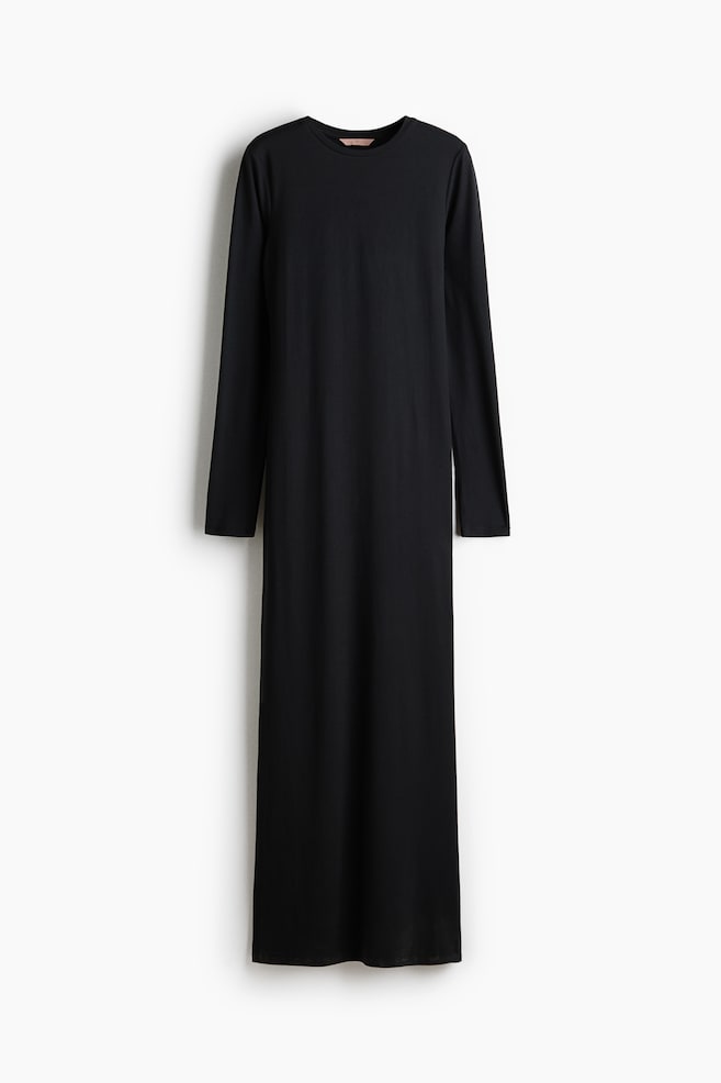 Brushed jersey dress - Black - 1
