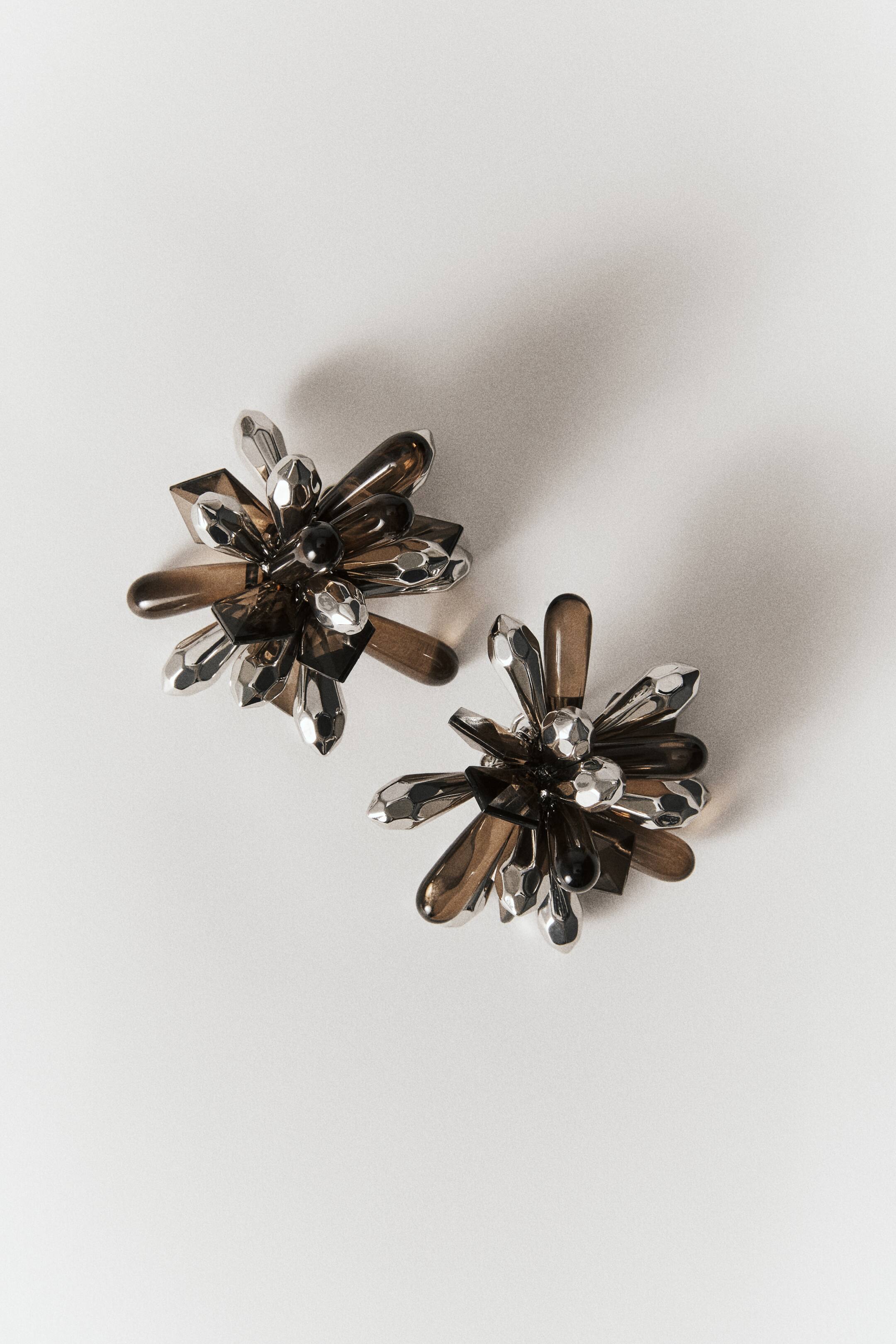 View larger image: Cluster earrings - Silver-coloured/Dark brown - Ladies | H&M 1