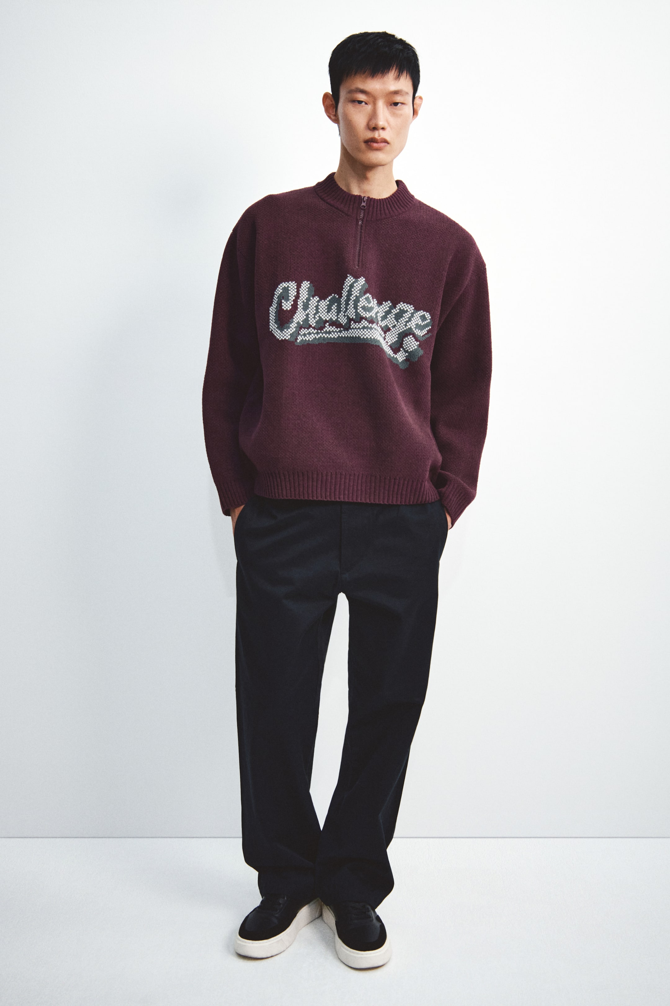 이미지 확대 보기: 스웨터 레귤러핏 - 다크 퍼플/Challenge - Men | H&M KR 2