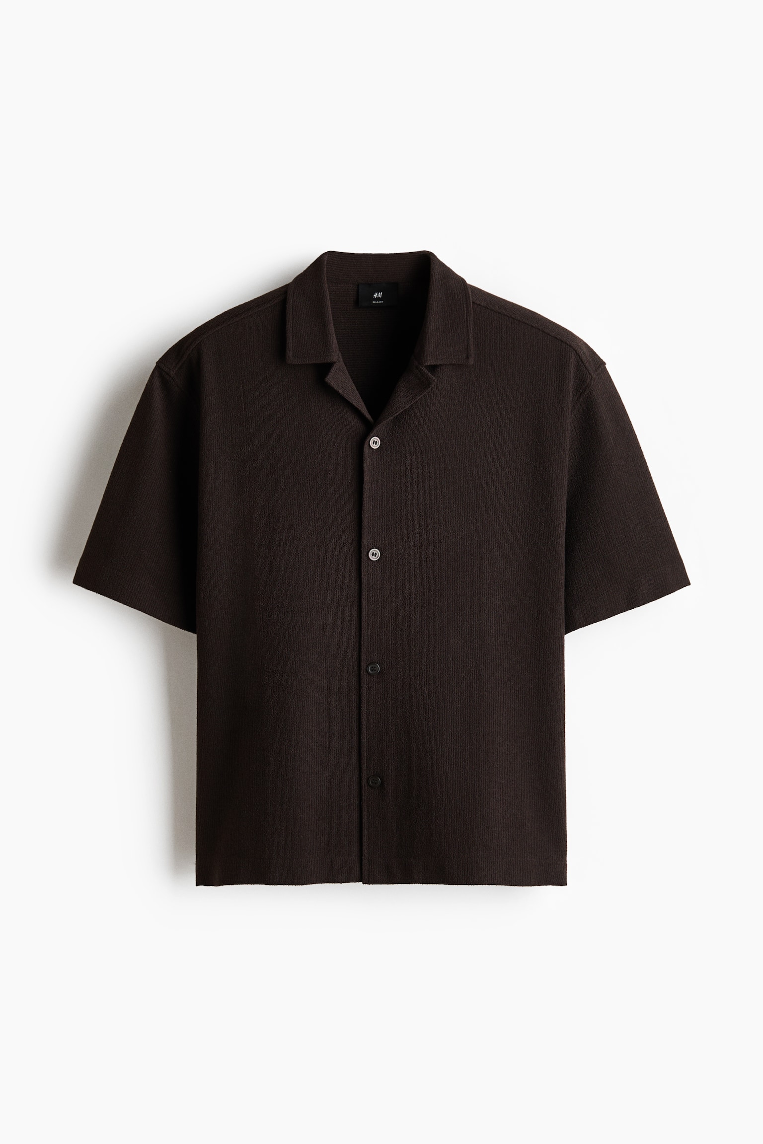 Chemise décontractée à col cubain - Brun foncé/Noir/Crème/Gris foncé - 1