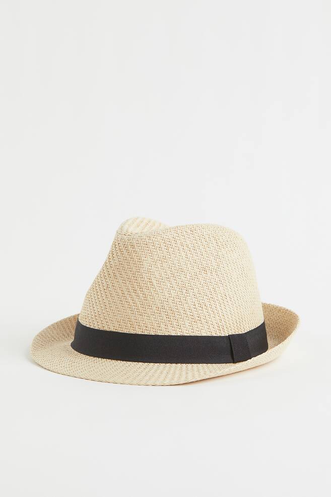 Straw hat - Light beige/Black