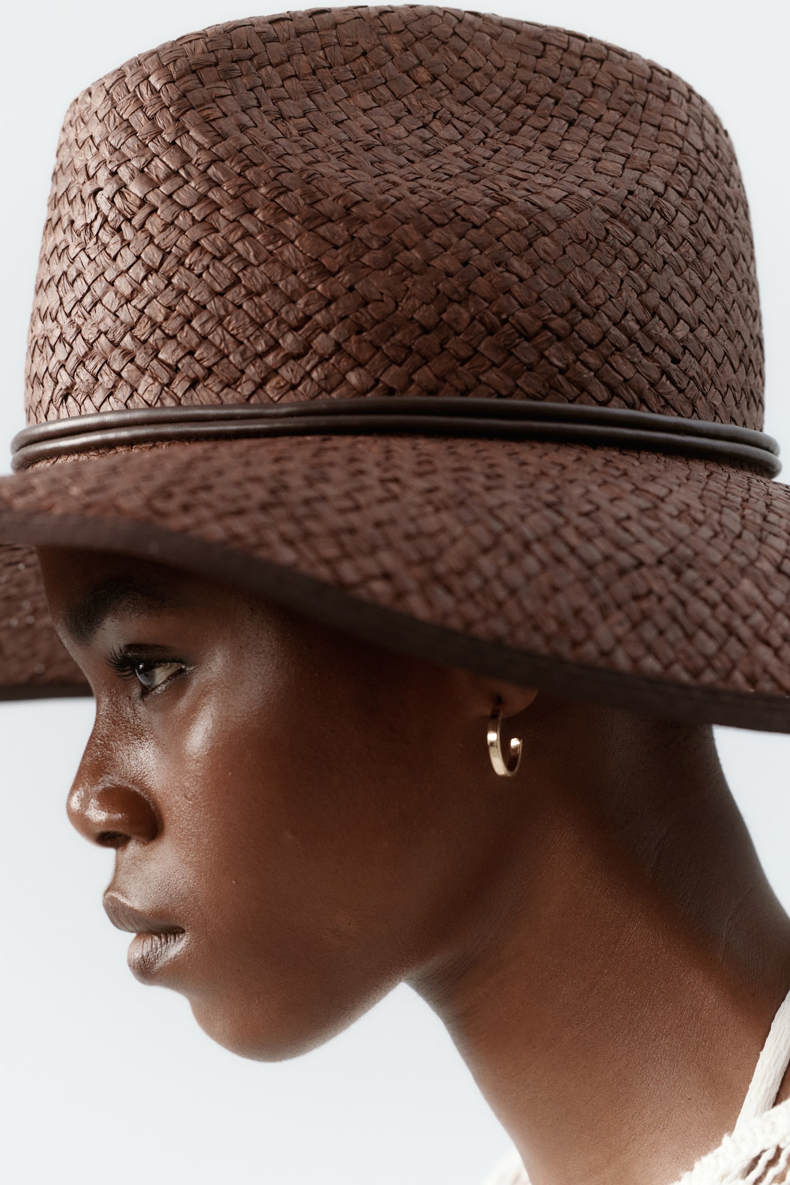 Handmade straw hat - Dark brown - 1