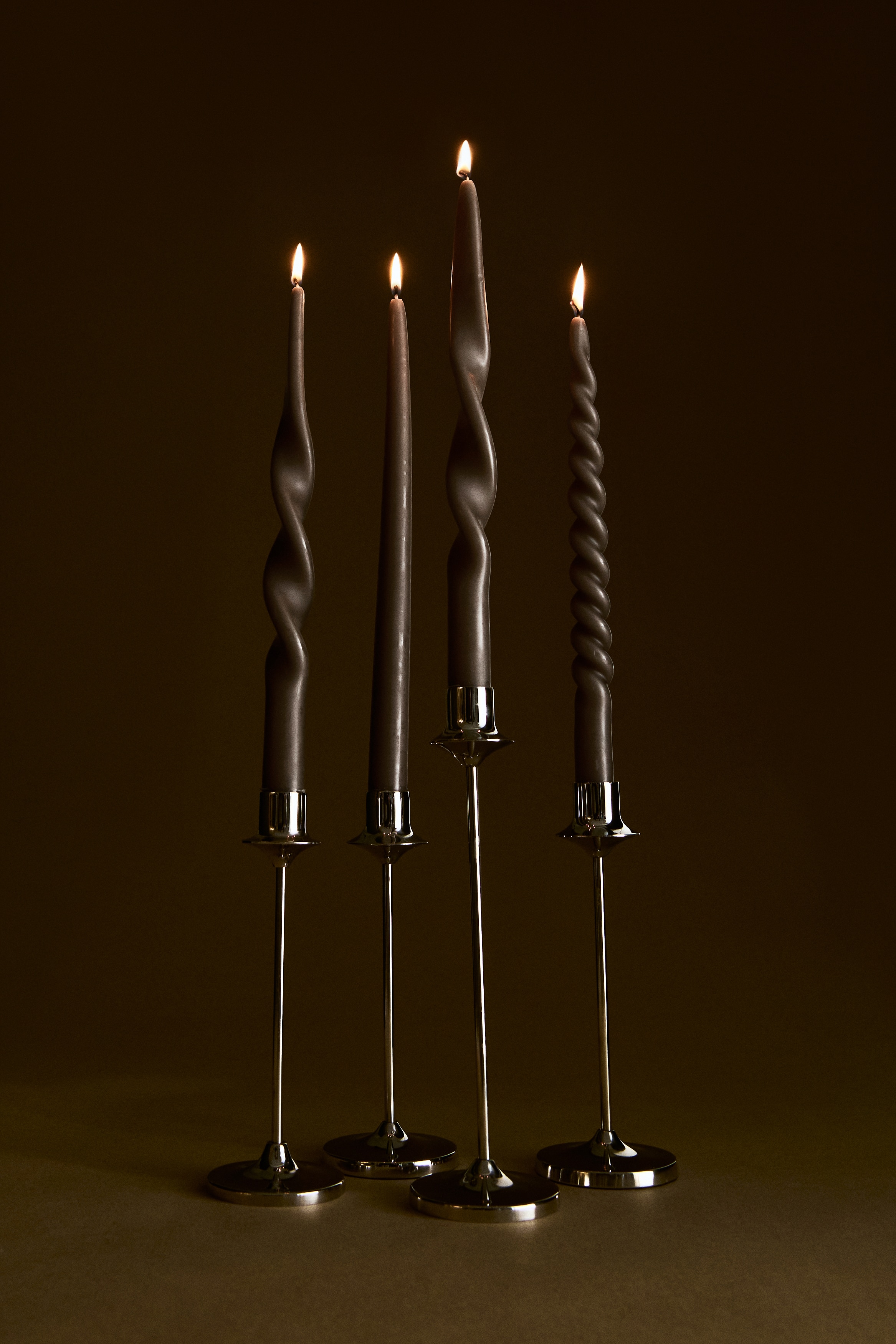 Candele alte 6 pezzi - Greige/Rosso/Bordeaux/Bianco