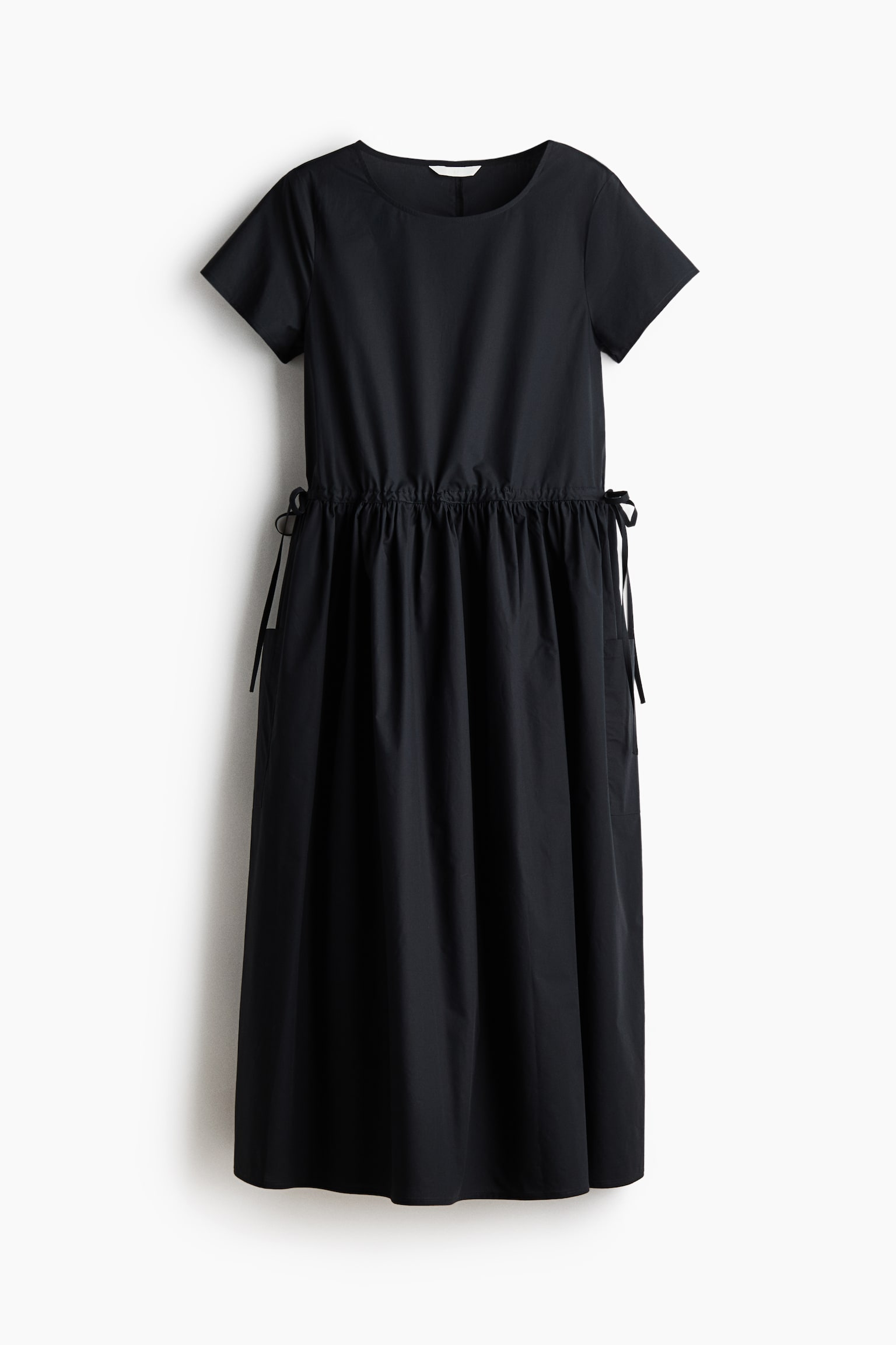 Váy cotton có dây rút ở eo - Màu đen - 1