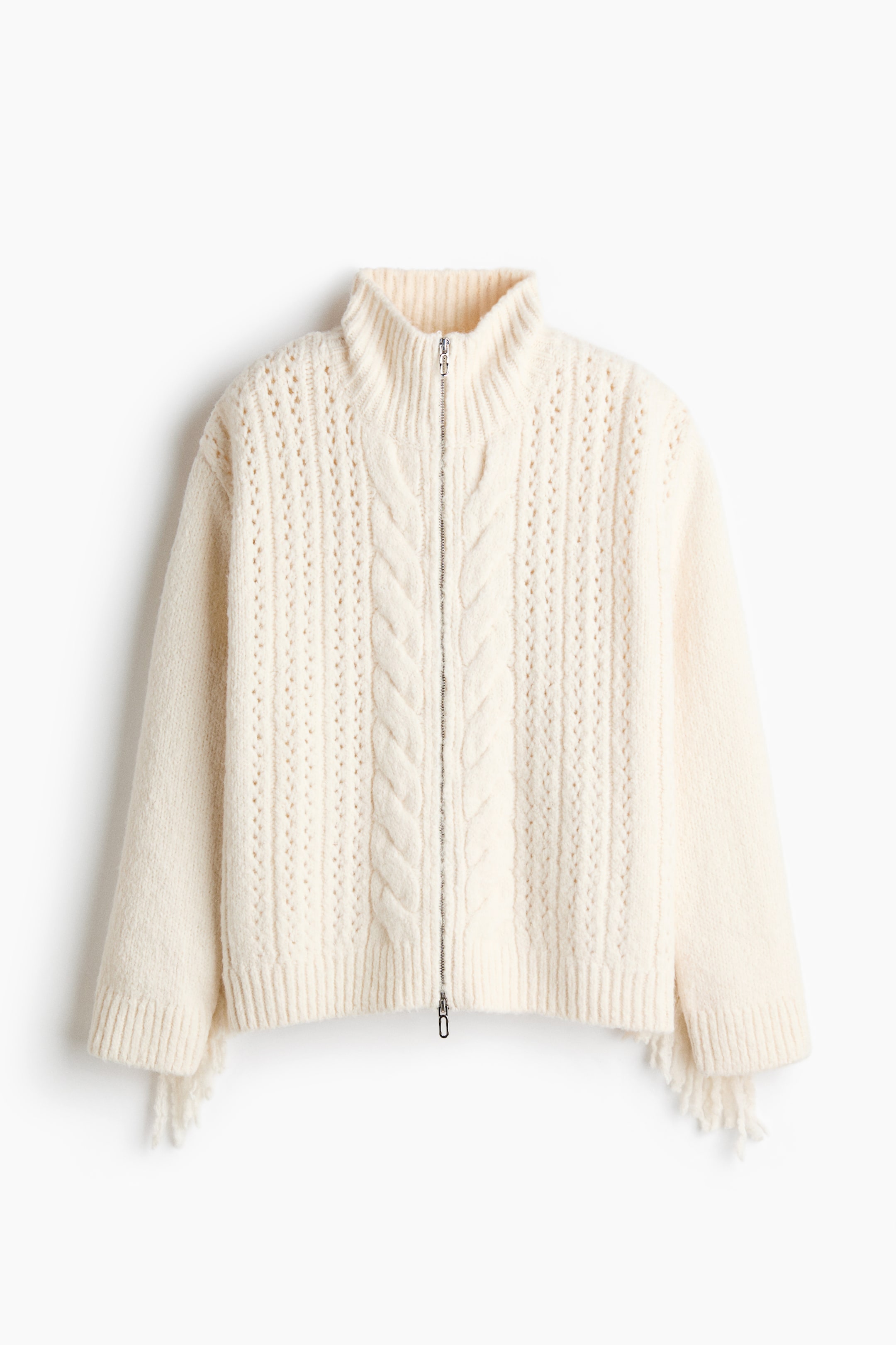 拡大画像を表示: フルジップ フリンジカーディガン - ライトベージュ - レディース | H&M JP 5