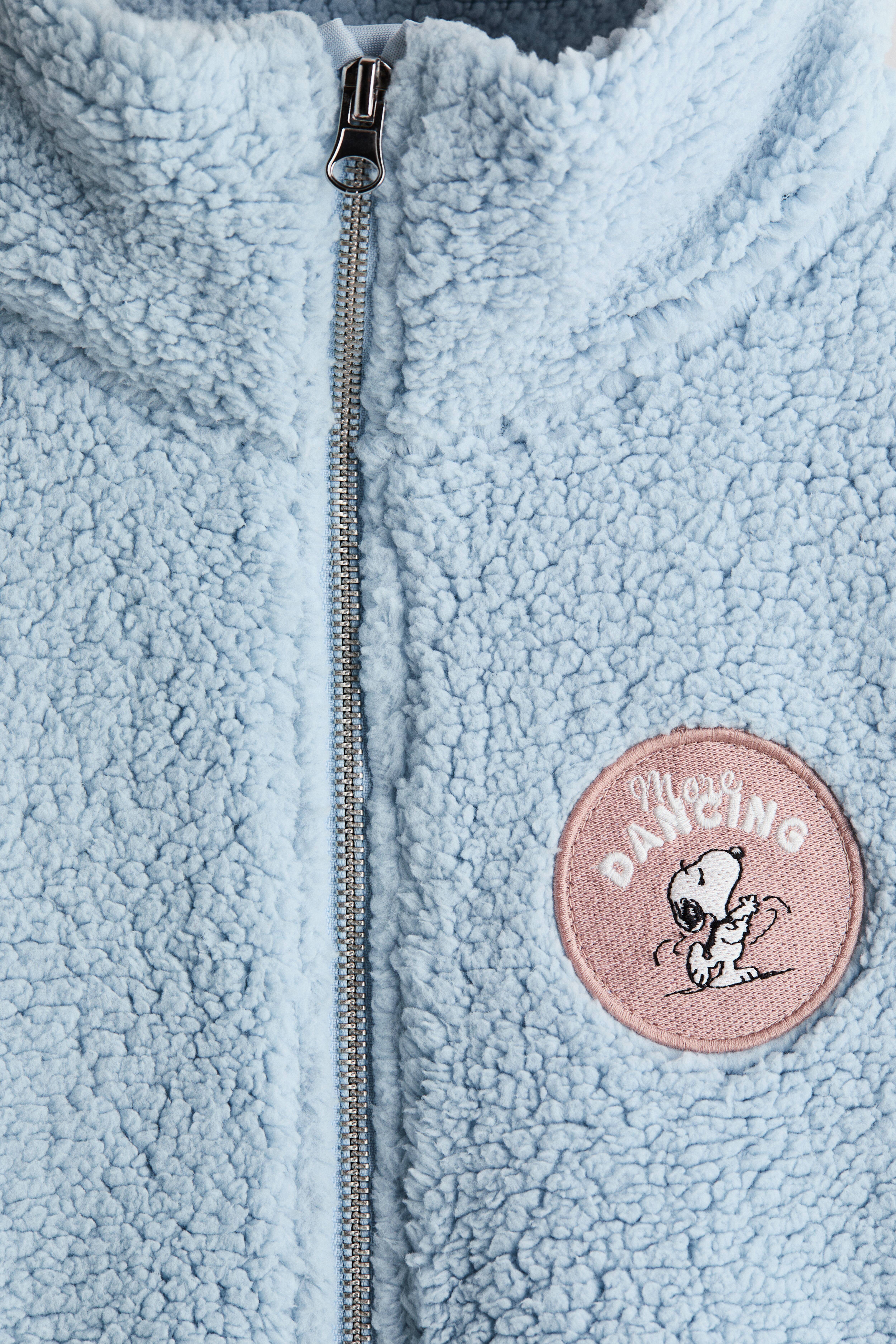 Motif-Detail Teddy Fleece Jacket