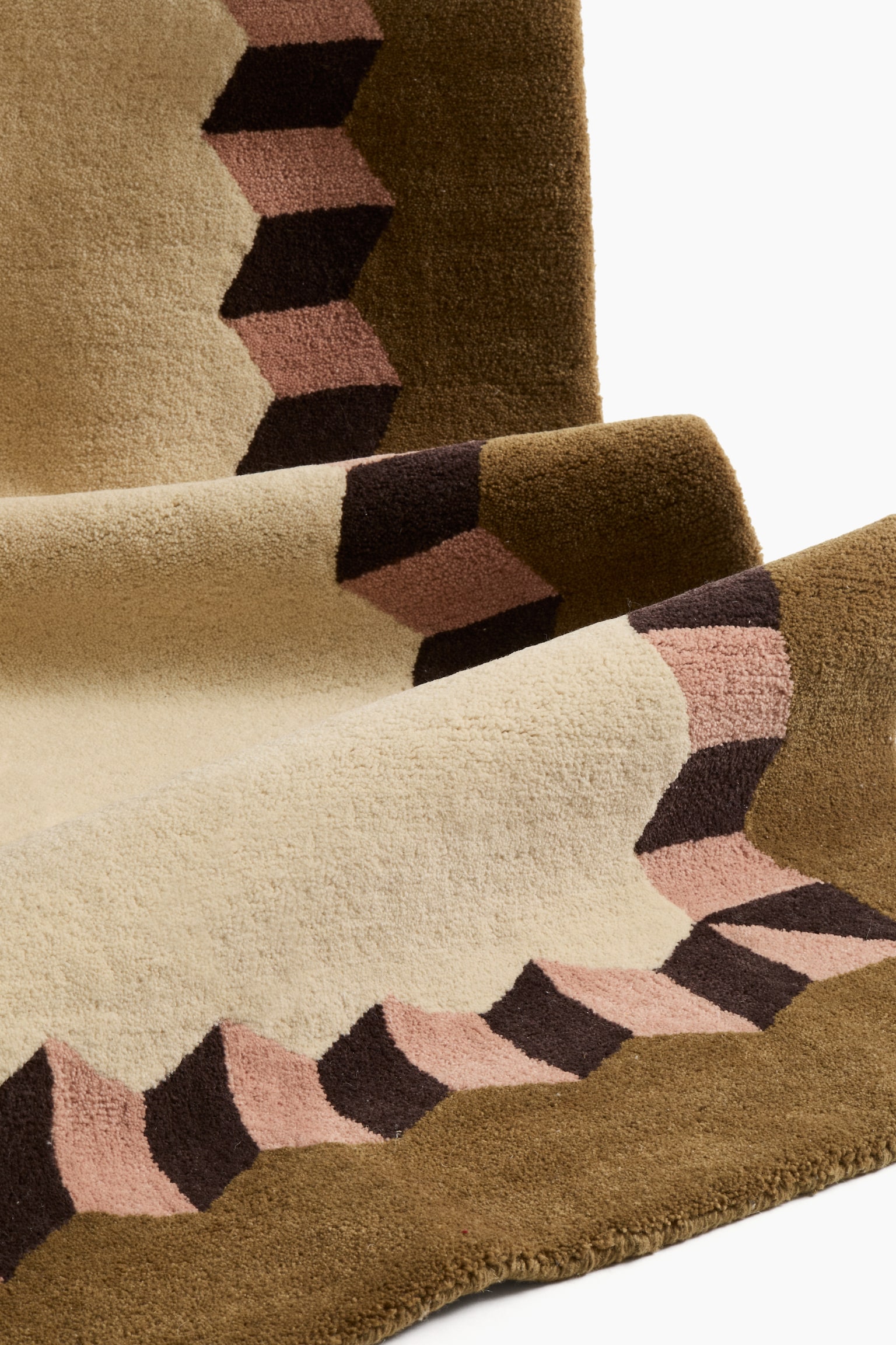 Tufted wool rug - Light beige/Dusty pink - 3