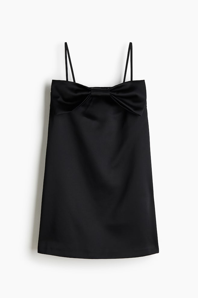 Bow-Front Bandeau Dress - Black/White - 1