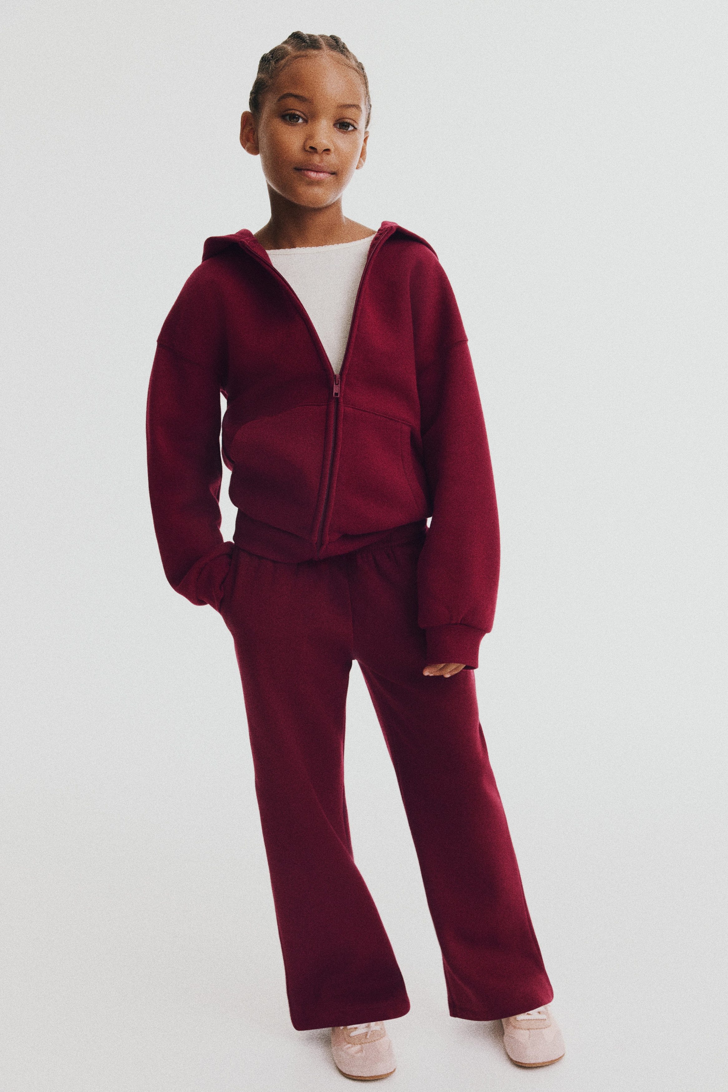 Pantalon jogger large avec intérieur brossé - Rouge foncé/Beige/imprimé léopard/Rose/Violet clair
