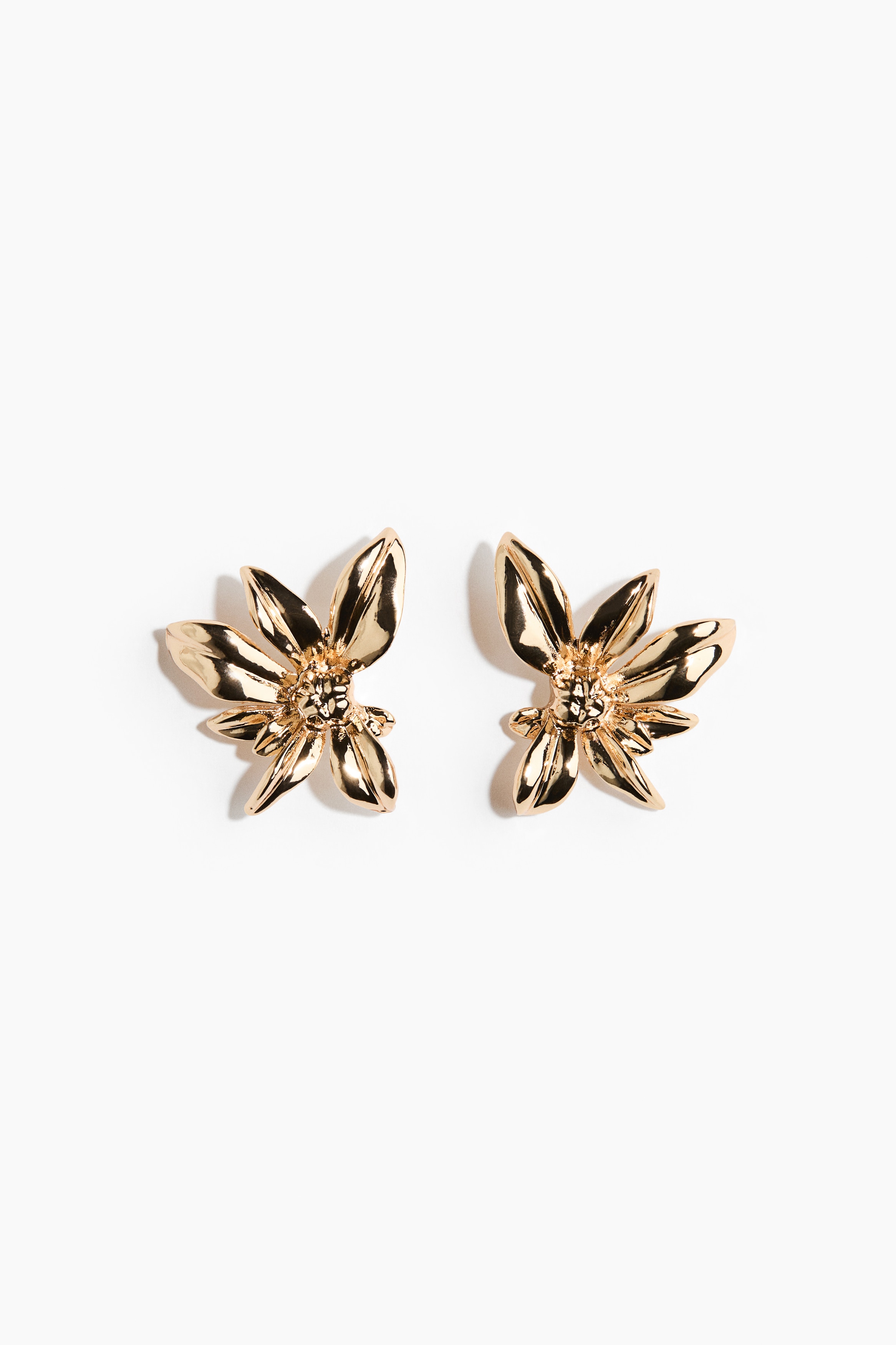 Flower-Shaped Earrings - Gold-colored