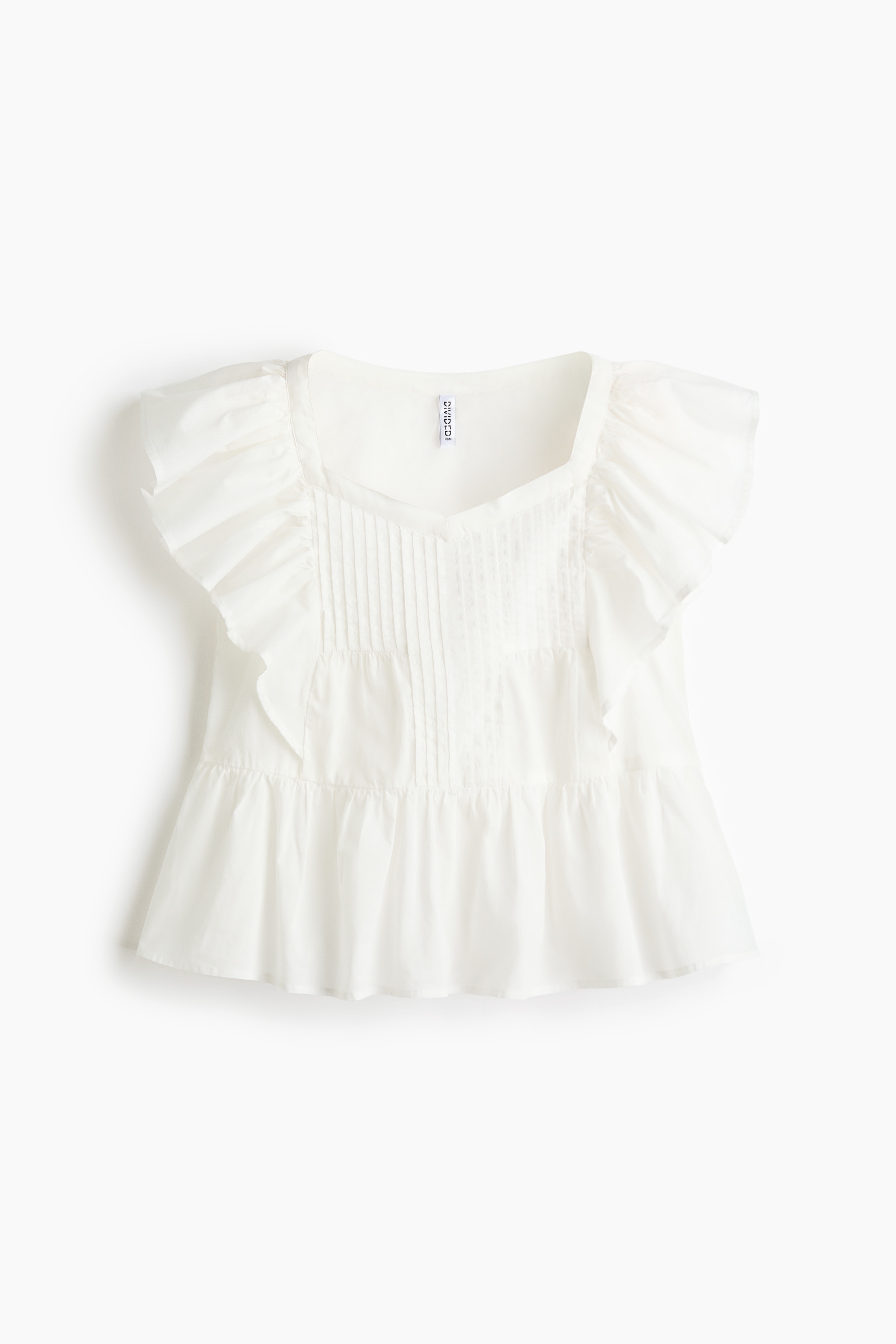 Frill-trimmed cotton top - White/Yellow/Floral/Light blue/Floral