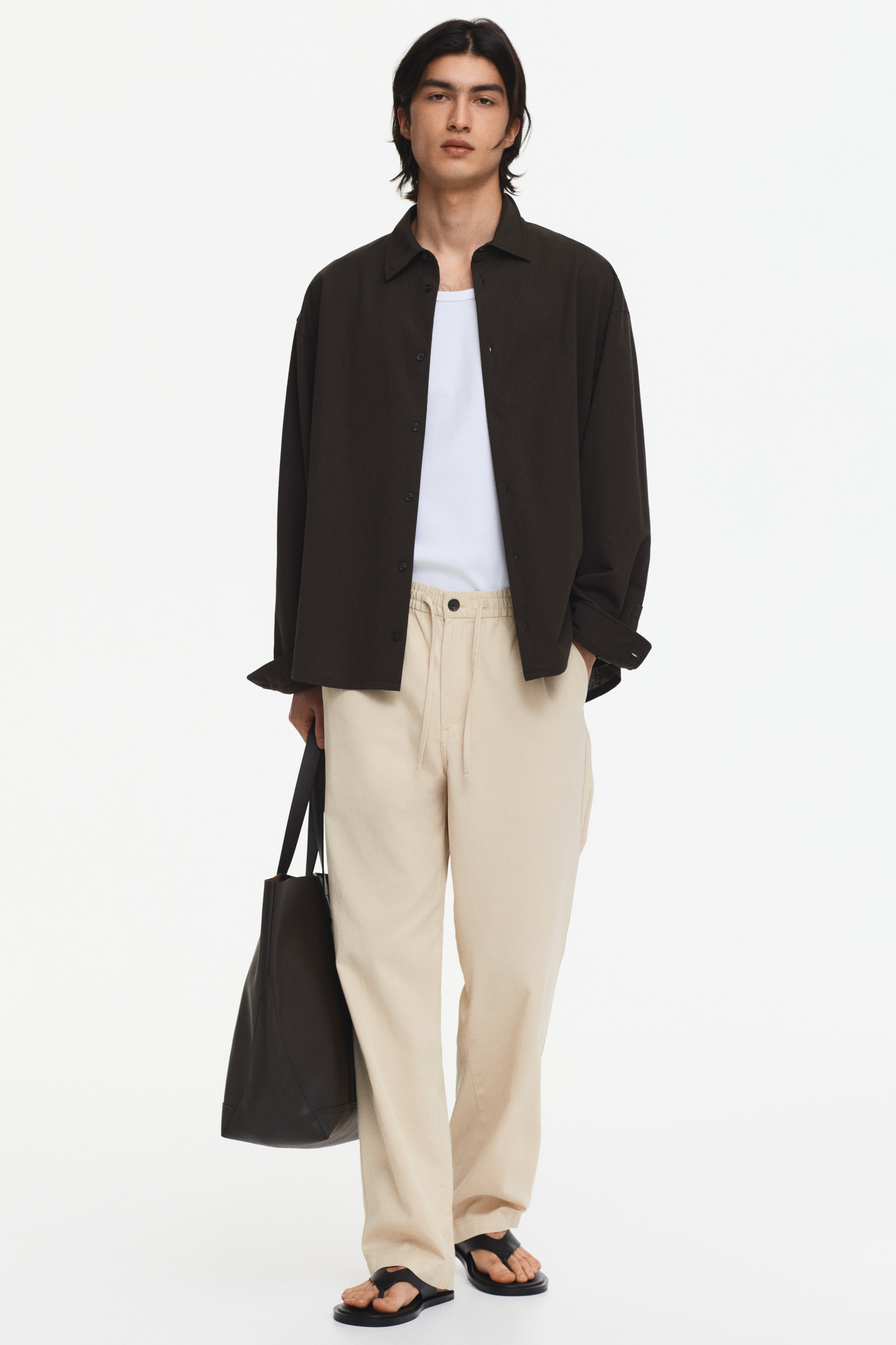 Pantalone Relaxed Fit - Bež/Sivkastosmeđa/Crna
