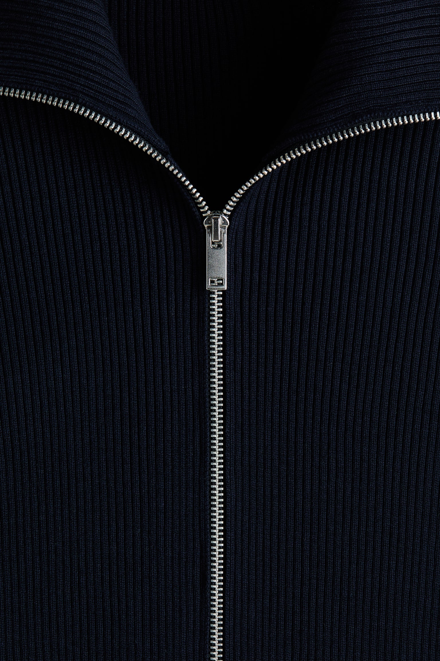 Slim Fit Rib-knit cardigan - Navy blue/White - 3