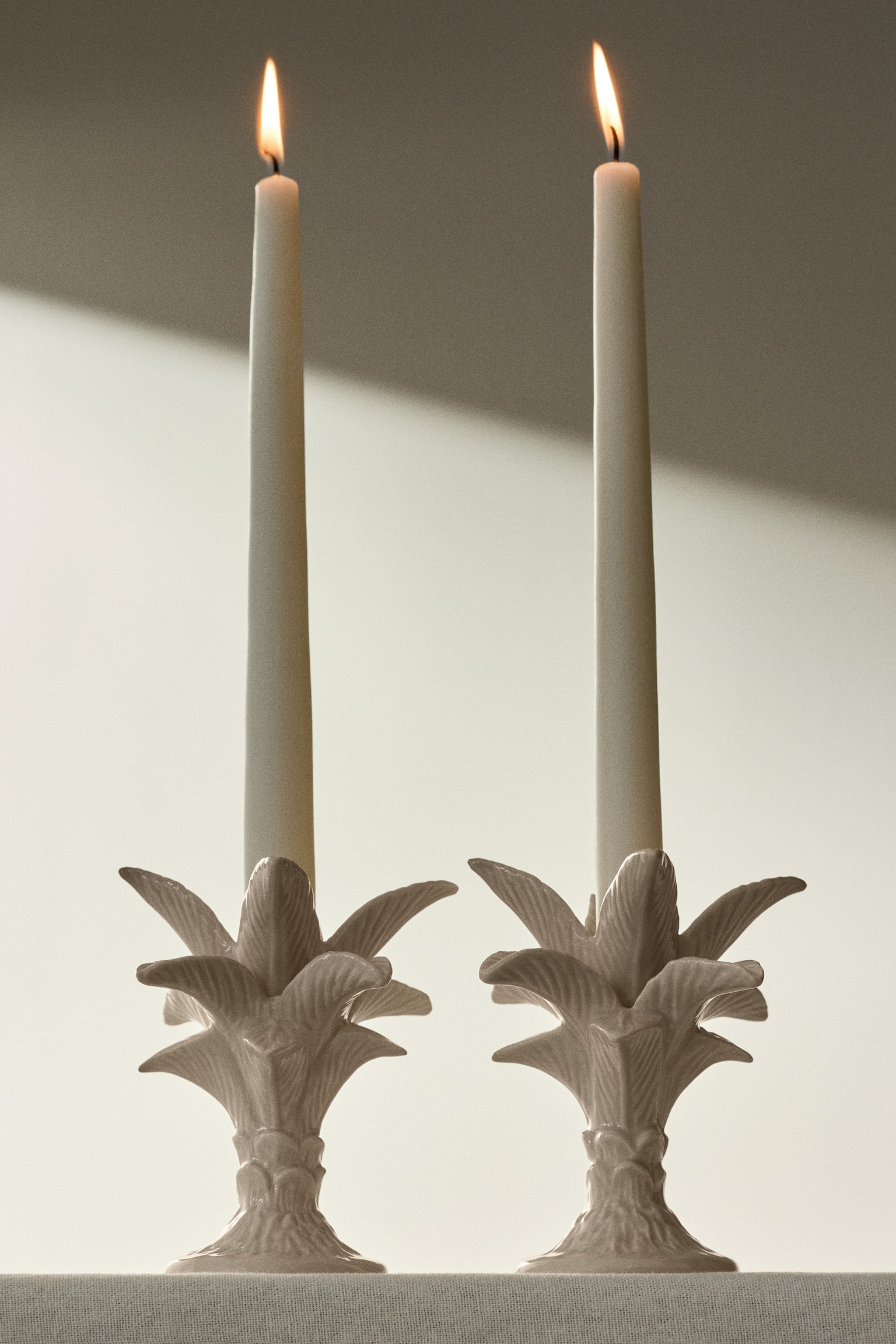 Small Palm Tree Candlestick - Cream - 1