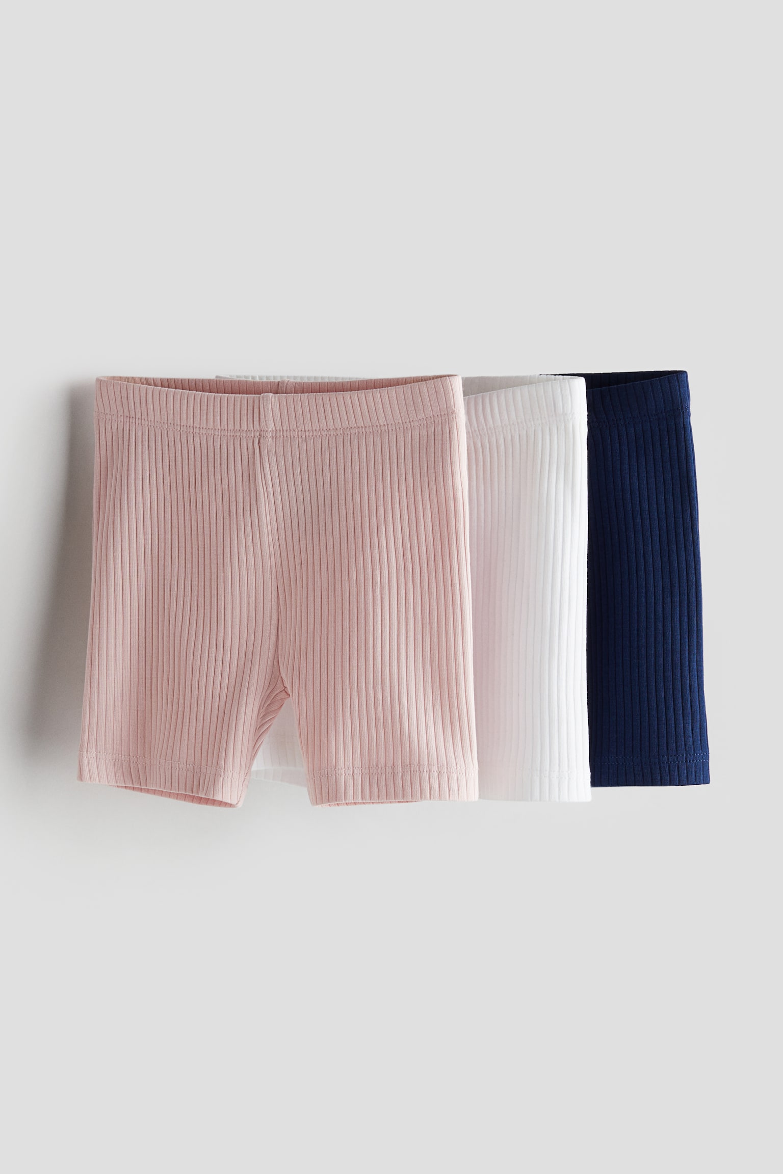 3-pack ribbed cycling shorts - Light pink/Dark blue/Peach/Pink/Light beige/Dark grey - 1