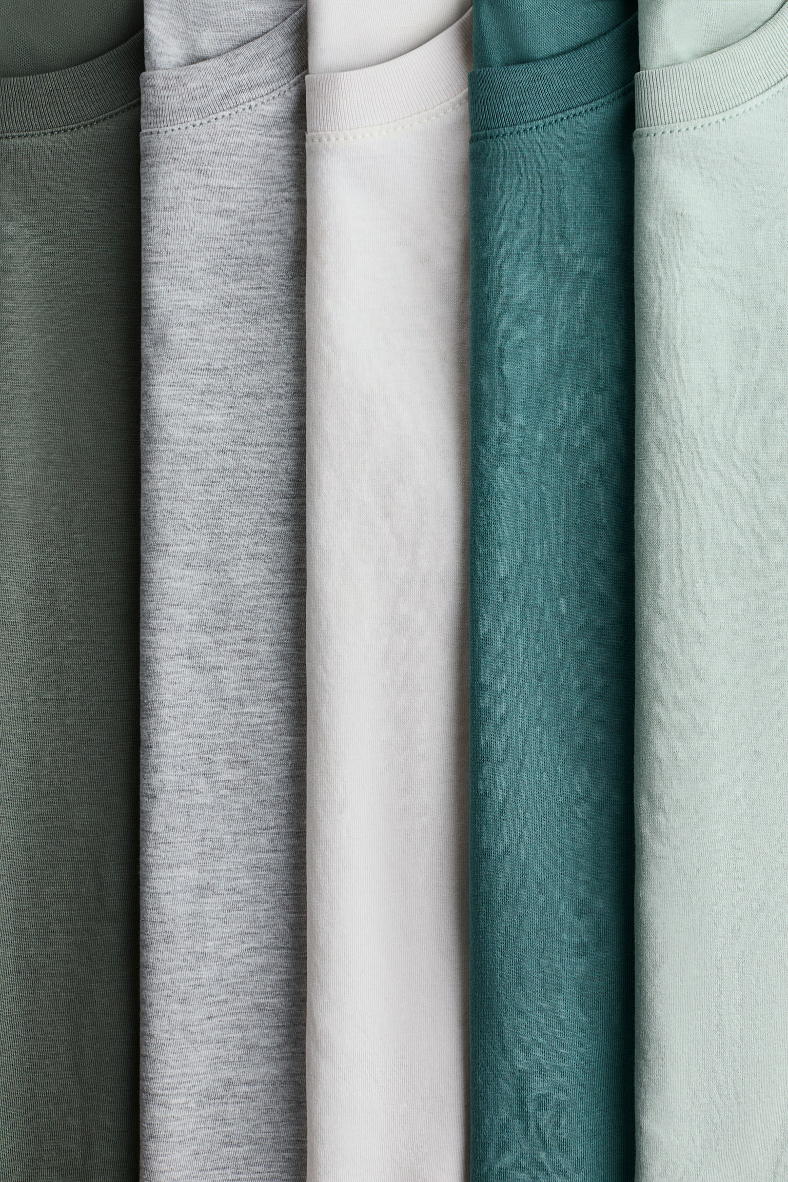 5-pack T-shirts - Khaki green/Light green/Blue/Striped/White/Dark red/Khaki green/Light grey/White - 2