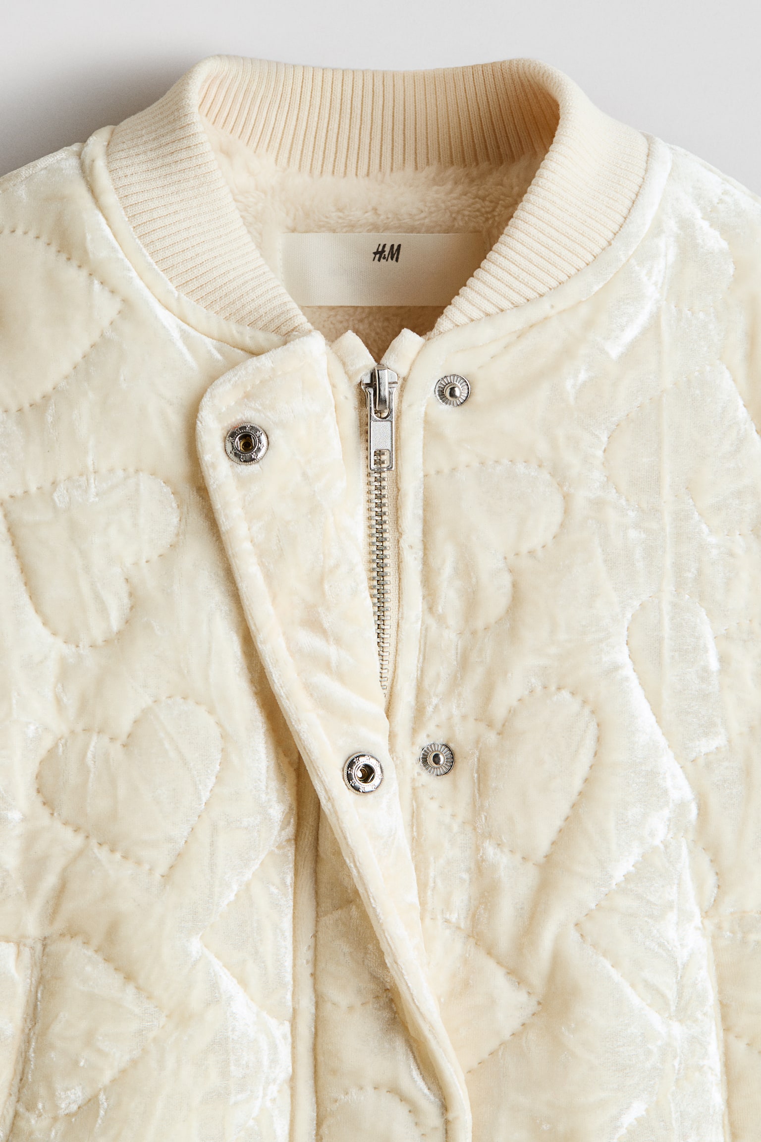 Детская куртка H&M Quilted Velour, цвет: Кремовый — фото 2
