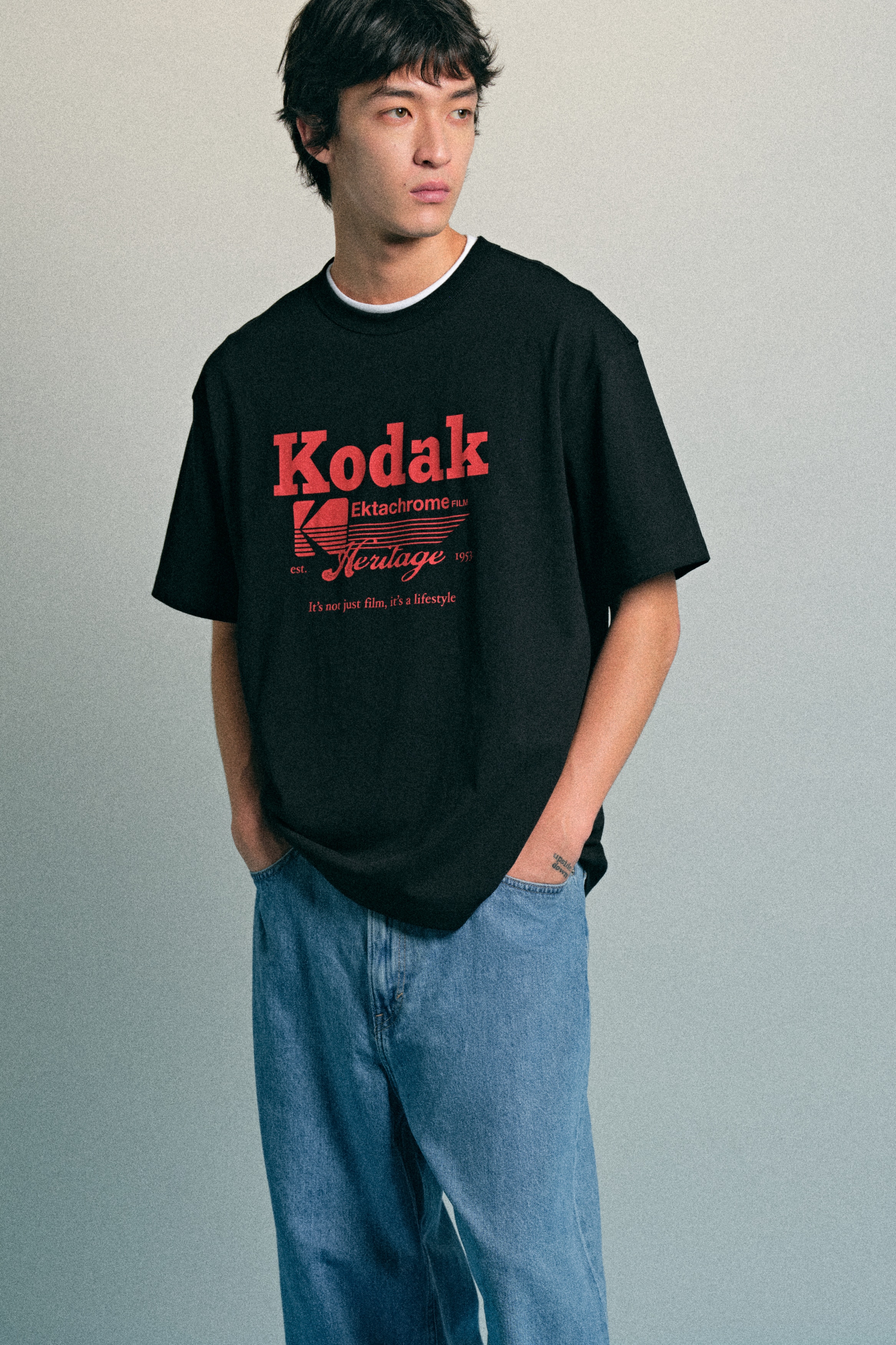 H & M - ルーズフィット プリントコットンTシャツ - ブラック