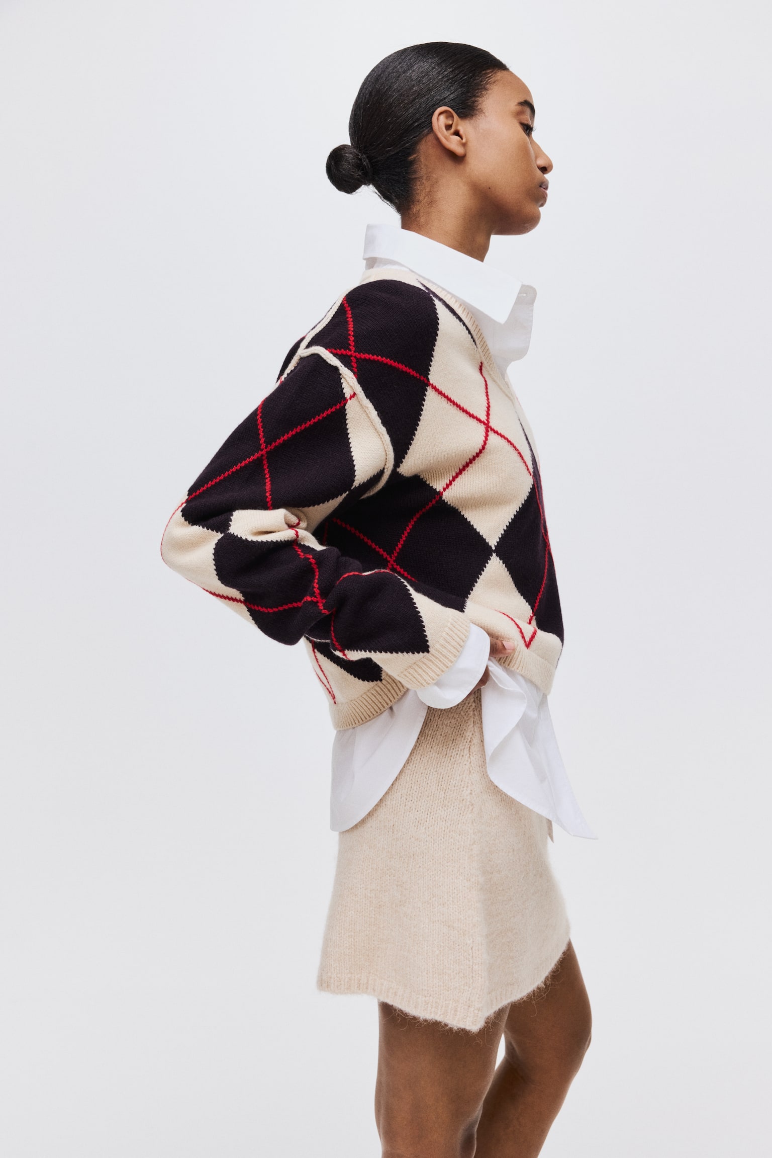 Knitted mini skirt - Light beige - 5