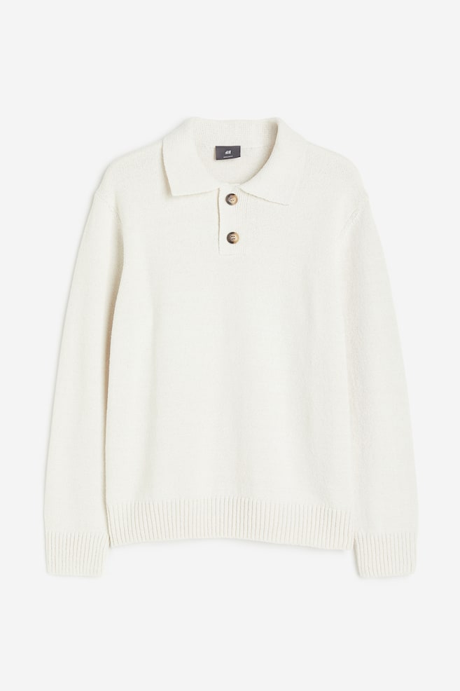 Regular Fit Fine-knit polo shirt - White - 2