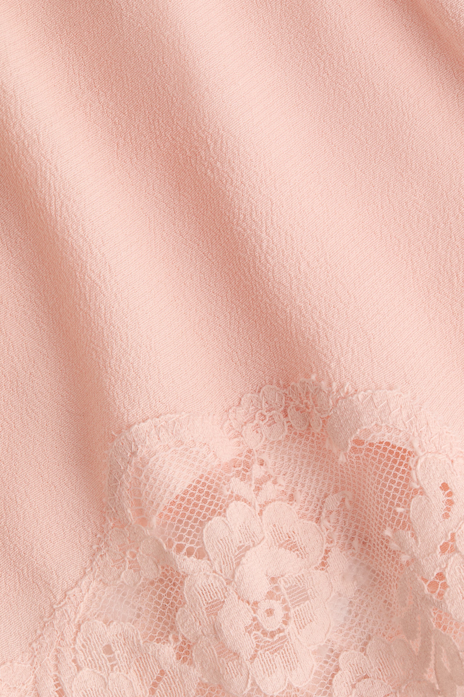 Lace-trimmed pyjama shorts - Light peach pink/Cream/Light pink - 4