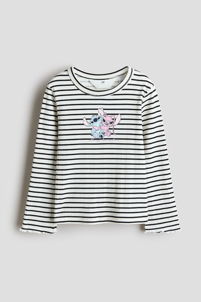 Ribbed Printed Top - Cream/Lilo & Stitch/Light pink/Hello Kitty - 1