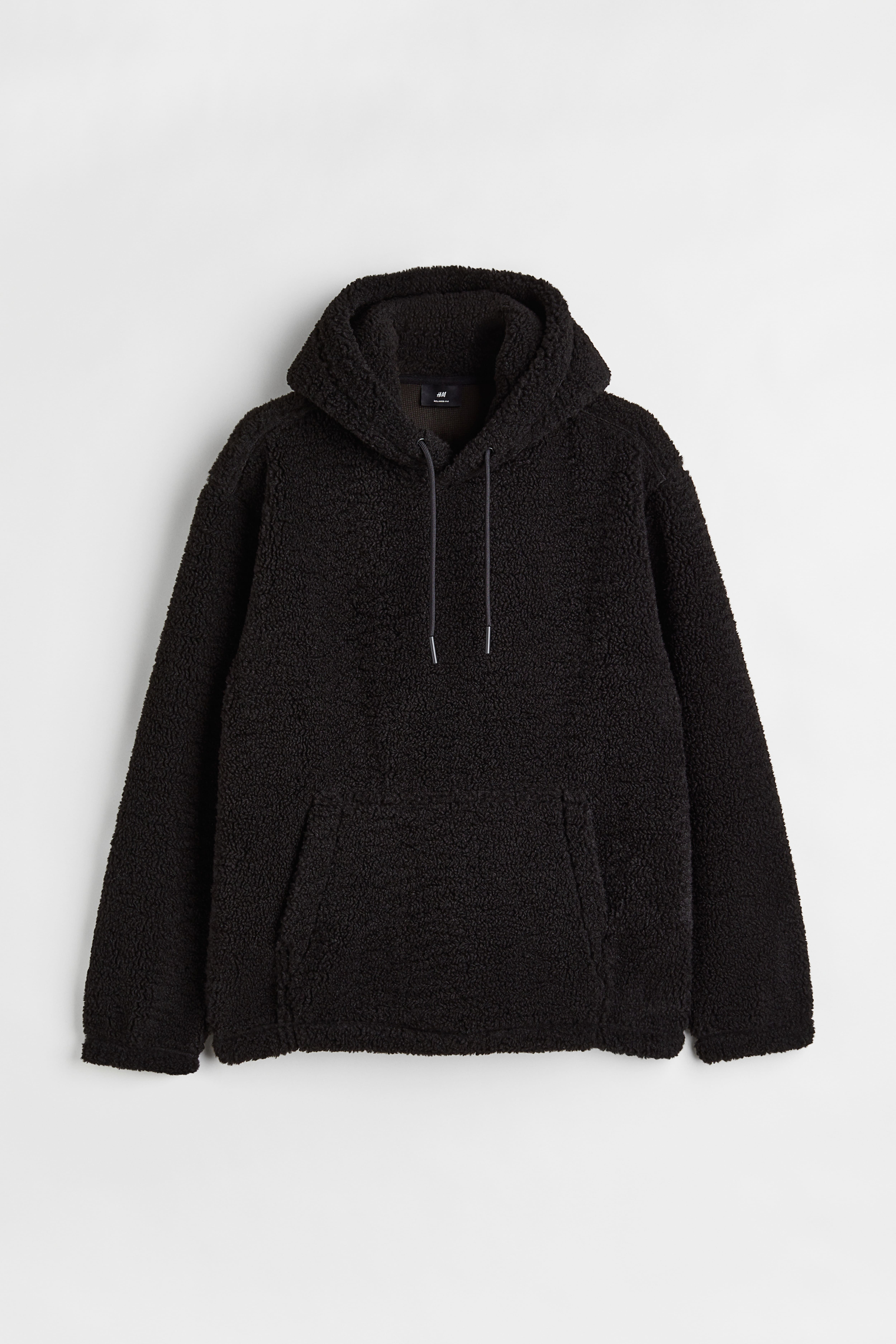 Relaxed Fit Teddy Fleece Hoodie Black Men H M CA