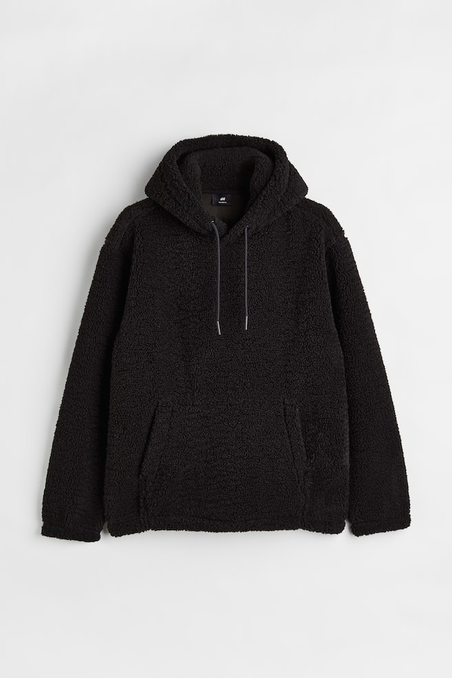 Relaxed Fit Teddy hoodie - Black/White - 2