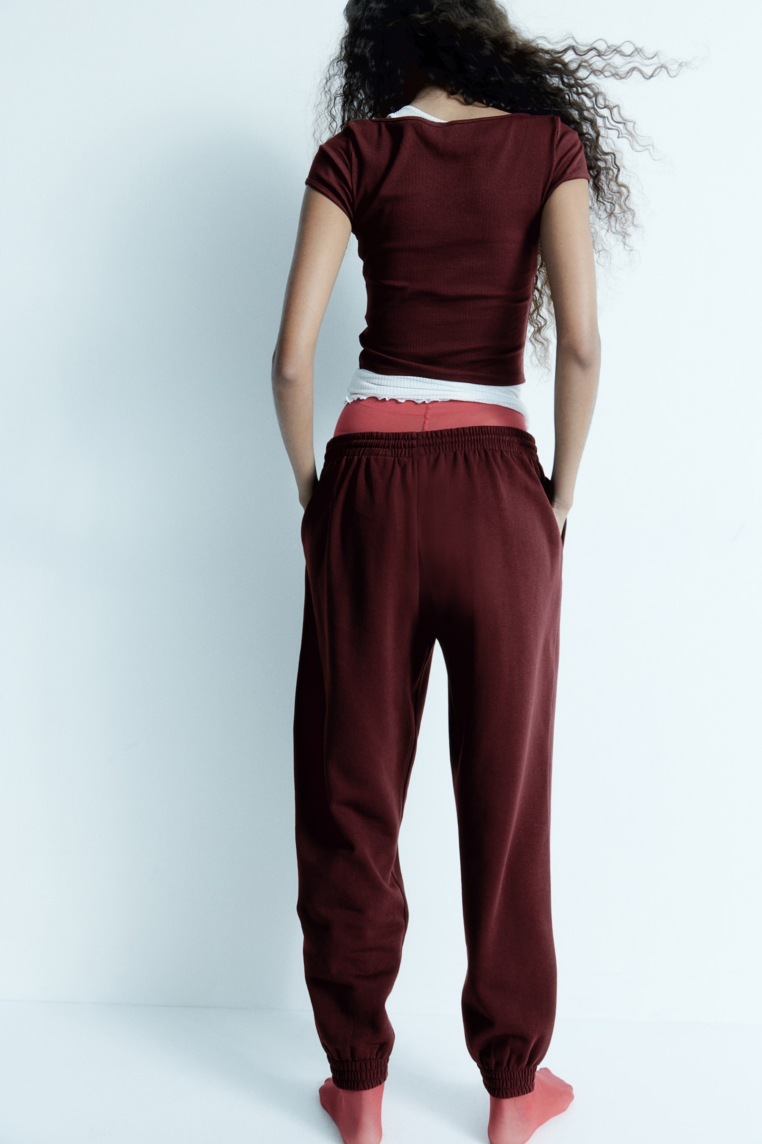 High-waisted joggers - Dark red/Black/Dusty pink/Navy blue/Light blue/Dark grey/Light turquoise/Light grey marl/Light pink/Dusty green/Dark grey/Light beige/White/Light beige marl/Pink/Mint green/Bright blue/Light blue/Light purple/Cerise/Light greige - 4