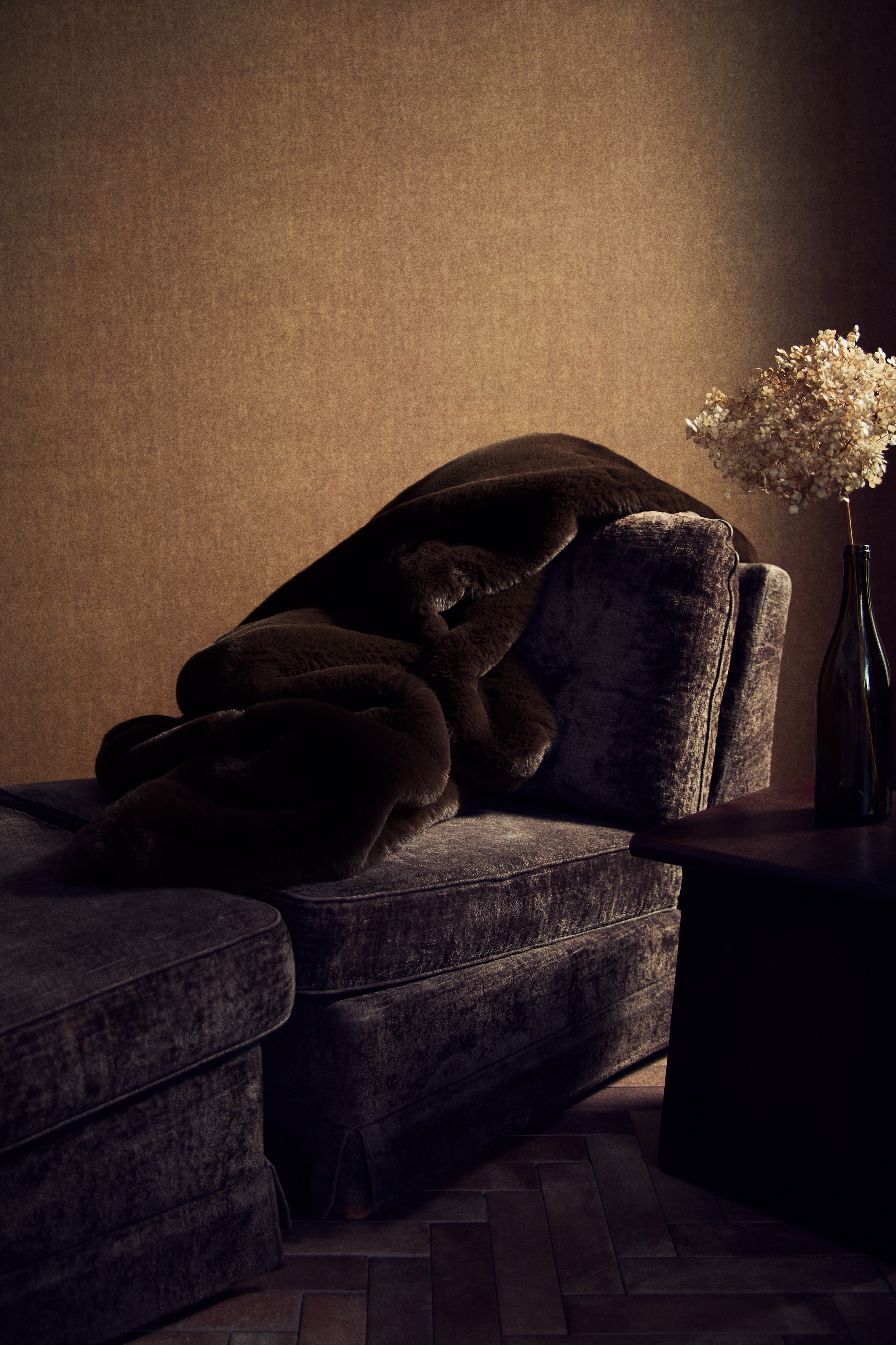 Pătură pufoasă - Maro-închis/Bej-prăfuit deschis