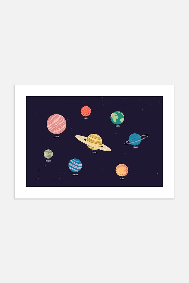 Kids Solar System Poster - Blå/grön/orange/röd - 1