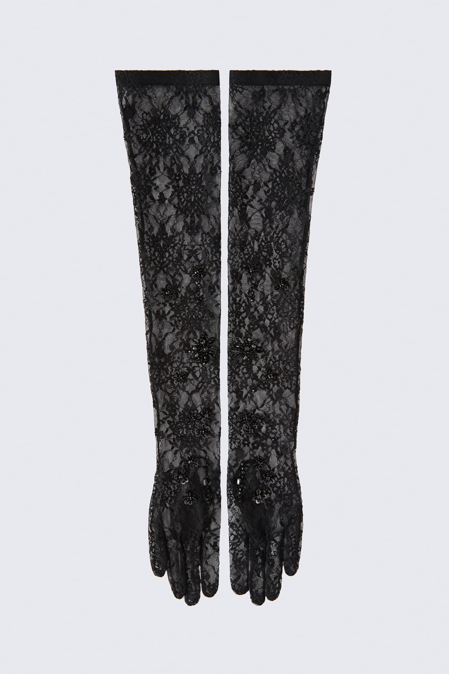 Женские перчатки H&M Embellished Lace Gloves, цвет: Чёрный — фото 1