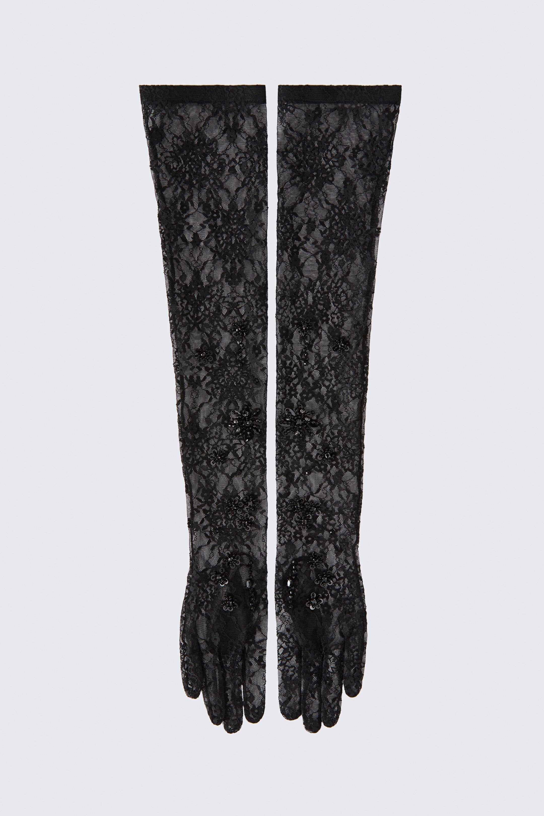 View larger image: Embellished lace gloves - Black - Ladies | H&M 1