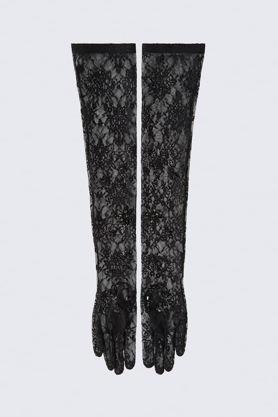 Женские перчатки H&M Embellished Lace, цвет: Чёрный