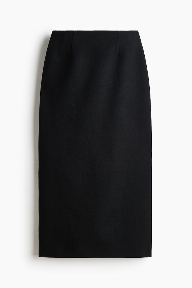 Wool midi skirt - Black - 1