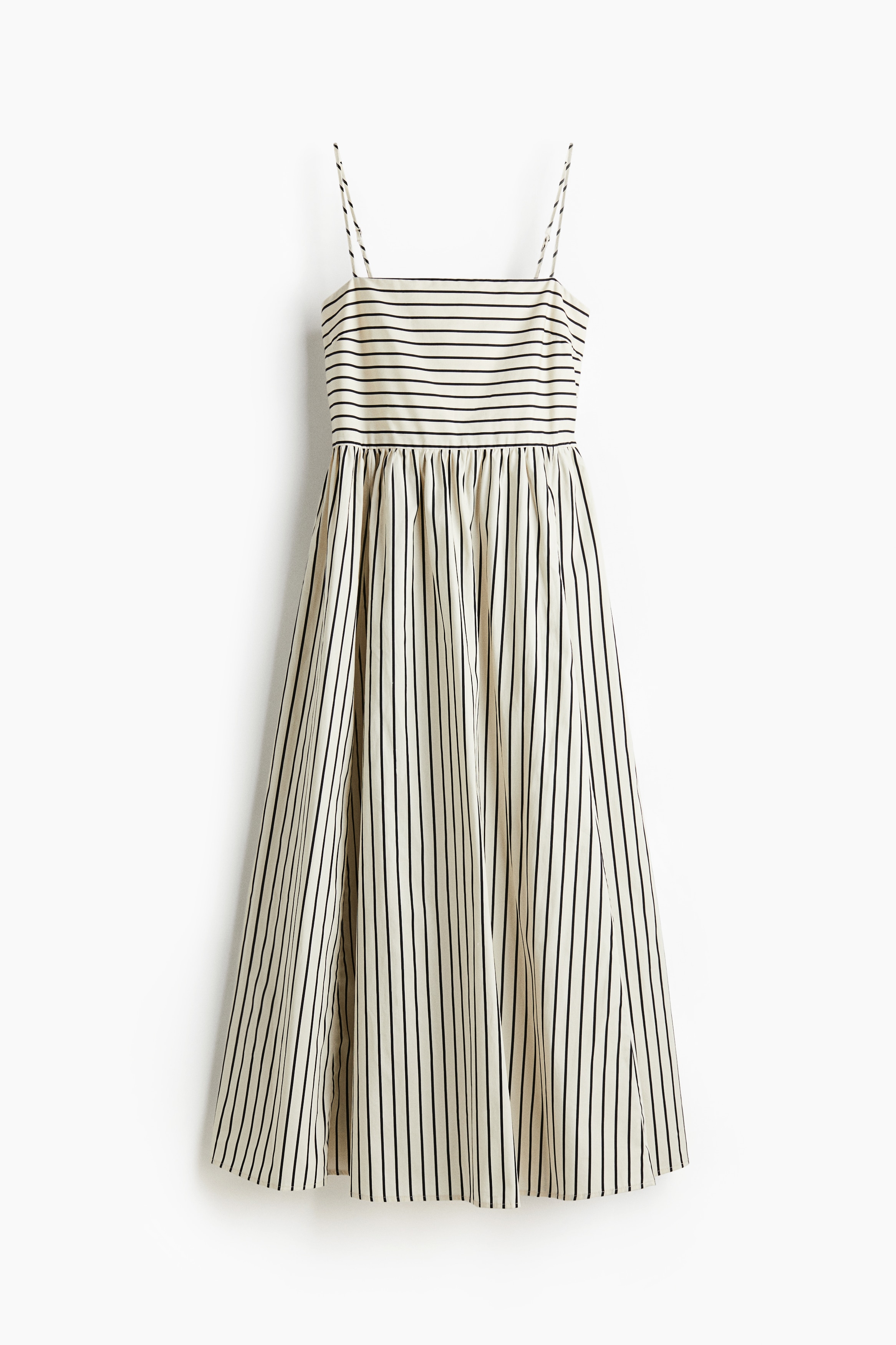 Cotton Strappy Dress - Cream/Stripe/Dark brown/Light blue