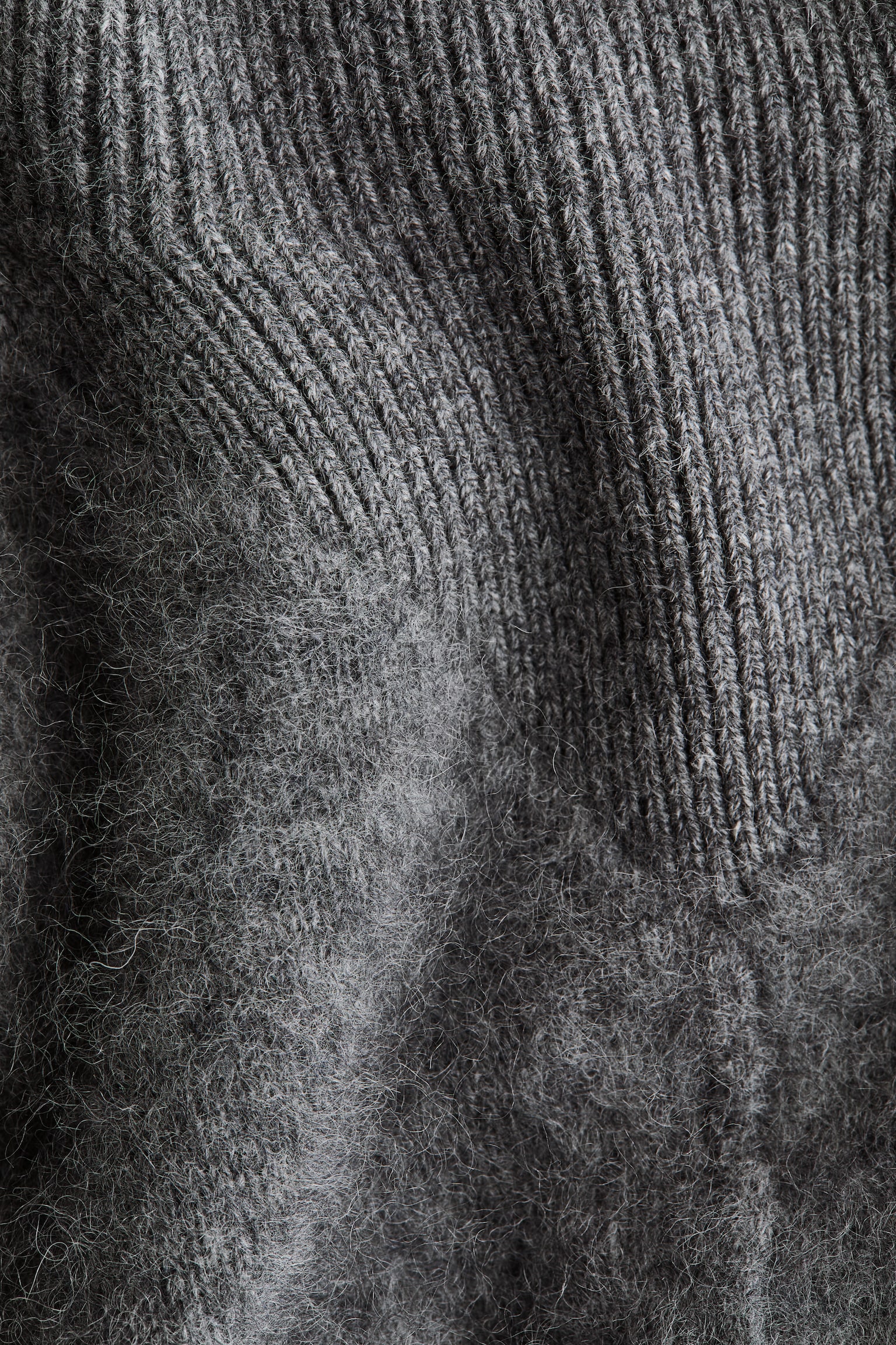 Женские свитеры H&M Wool Mock Turtleneck Cape, цвет: Тёмный серый меланжевый — фото 6