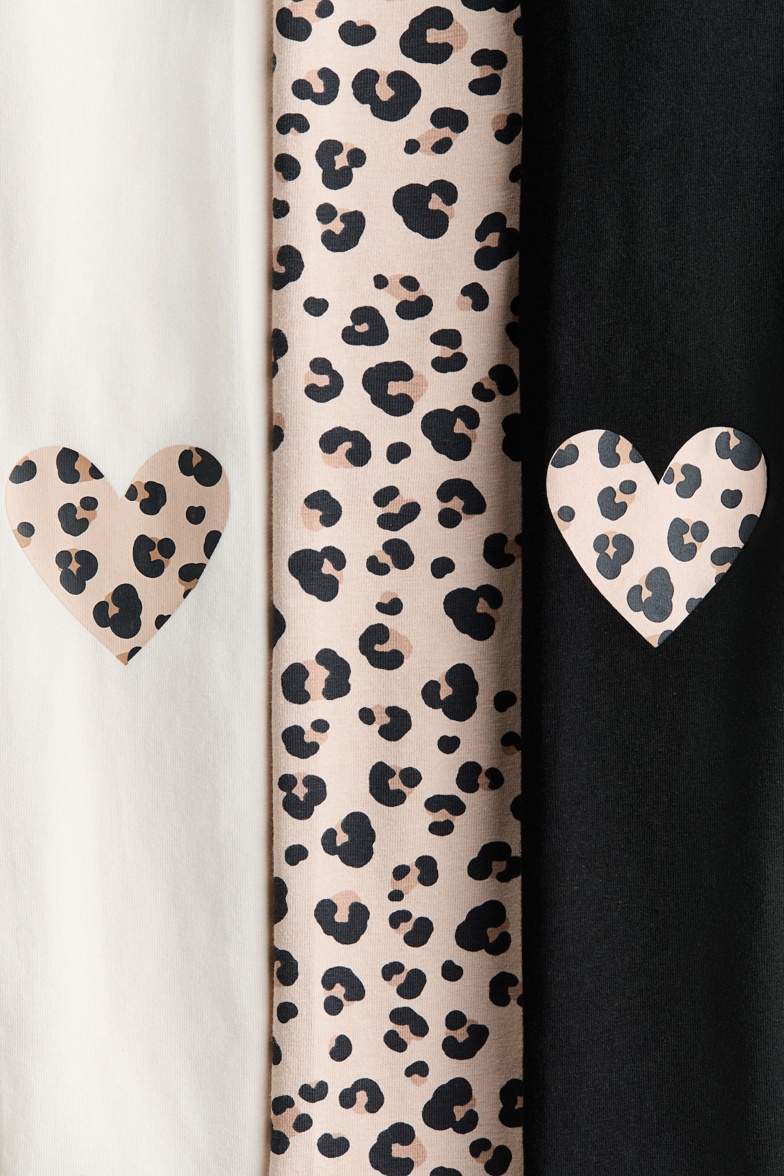 3er-Pack Baumwollleggings - Beige/Leopardenprint/Marineblau/Geblümt/Helles Mattrosa/Geblümt/Hellgrün/Kirschen/Schwarz/Gepunktet - 2