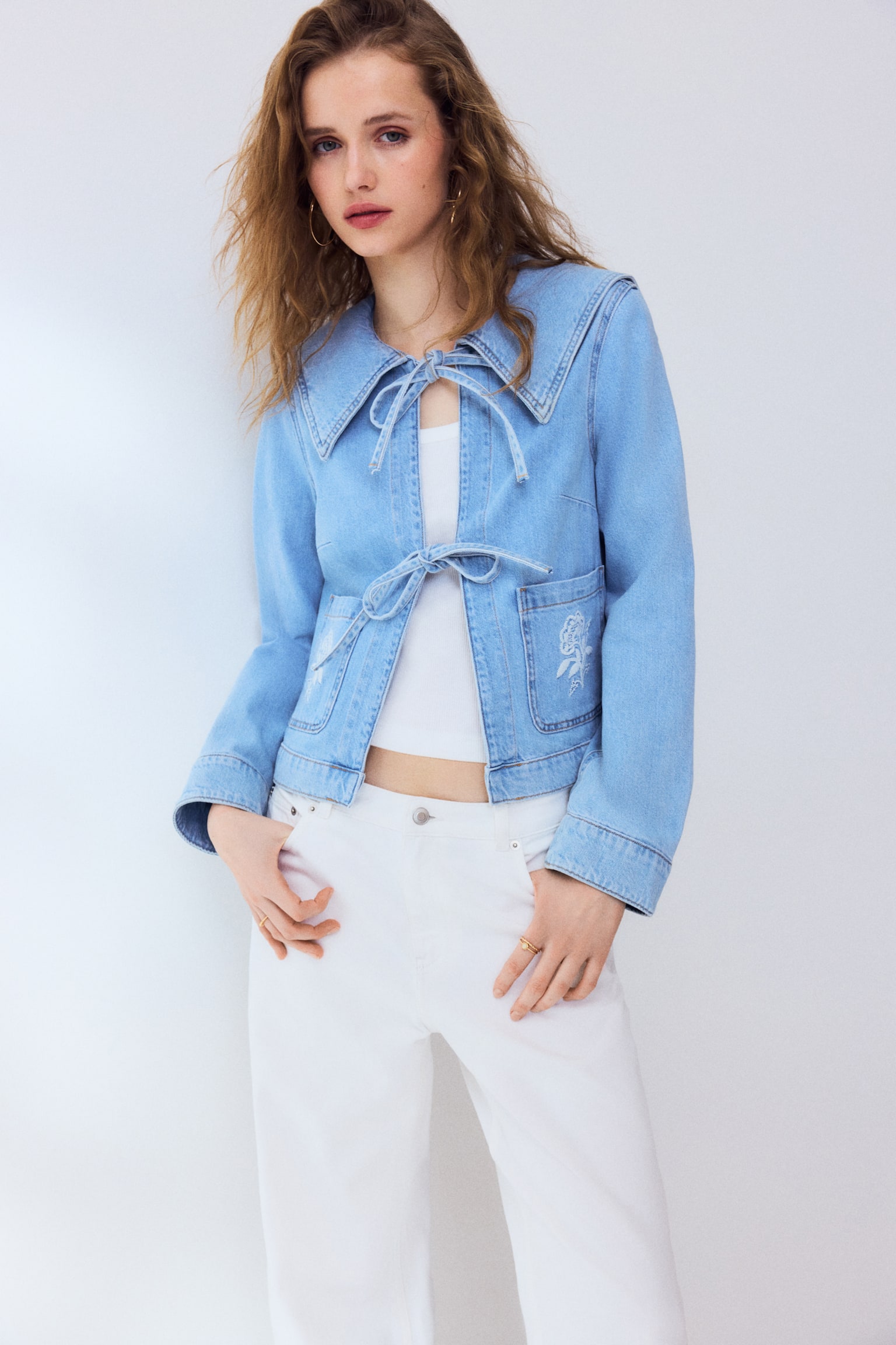 Baggy Regular Waist Jeans - Hvid/Vasket denimblå/Lysegrå/Lys beige - 2