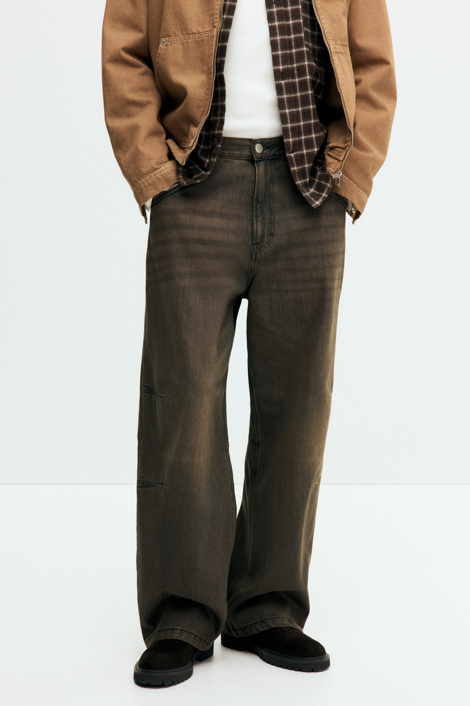 Baggy Jeans - Denim café lavado/Azul denim oscuro/Beige oscuro - 6