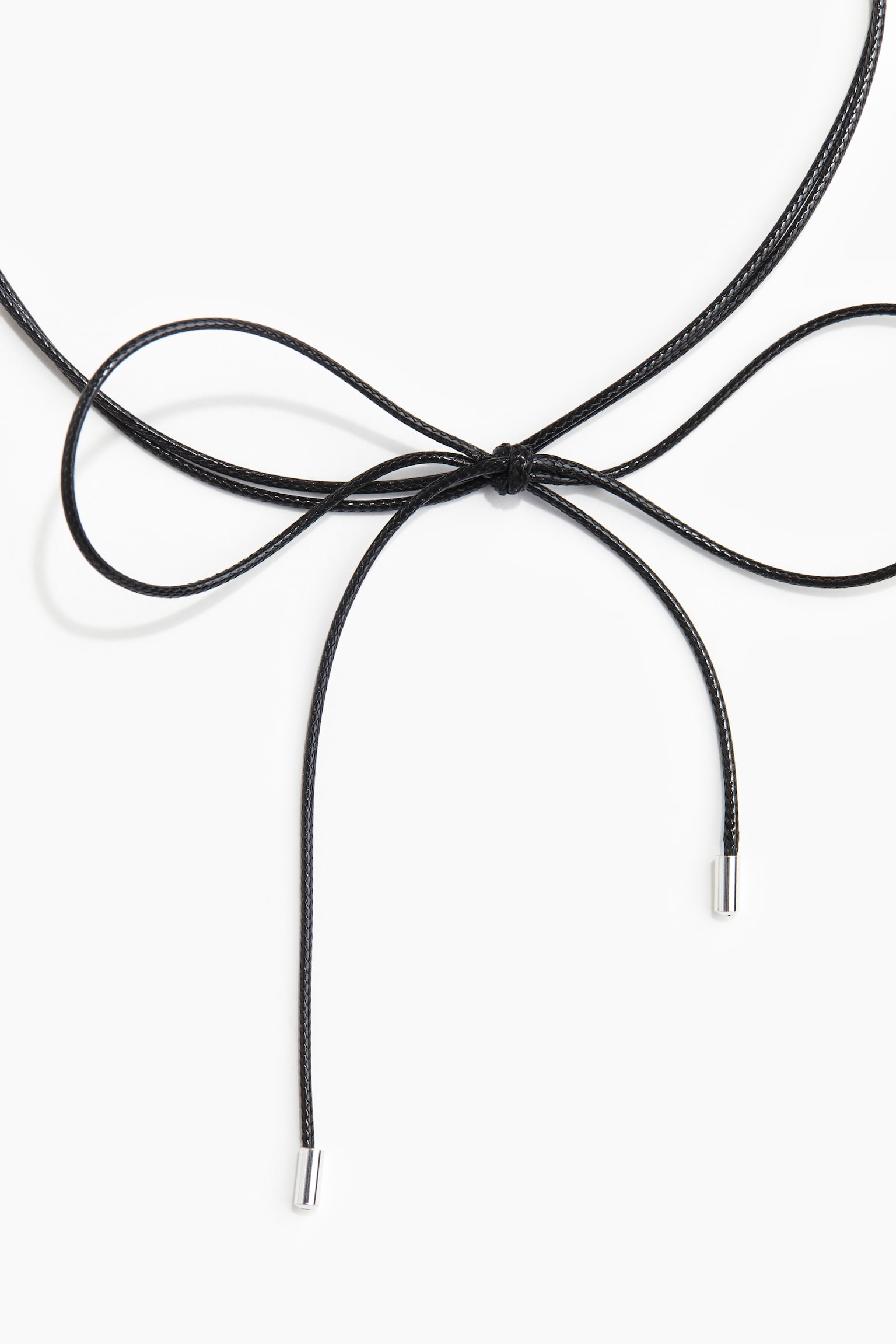 Short Bow Detail Necklace - Black - 2