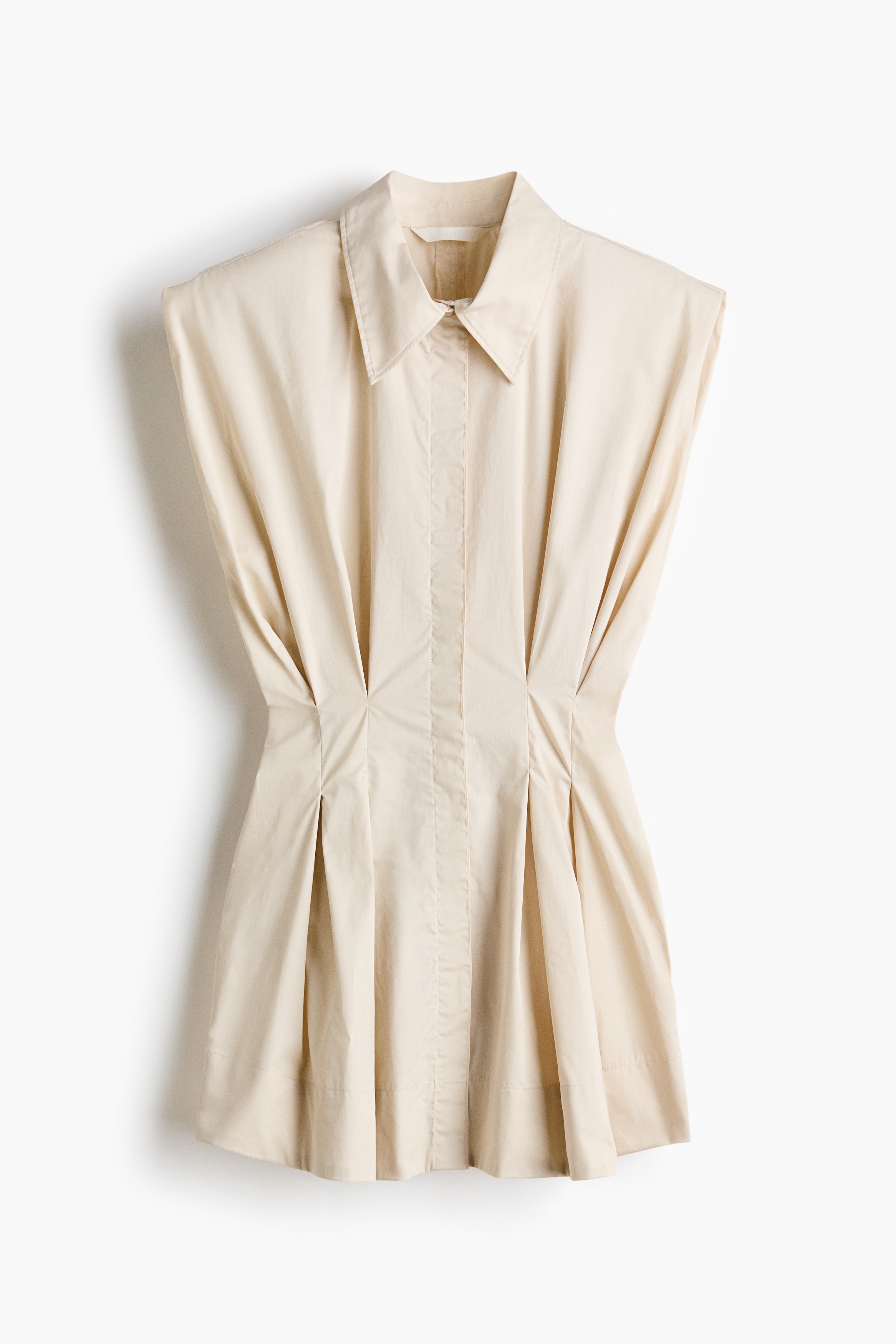 Tapered-Waist Poplin Shirt - Light beige