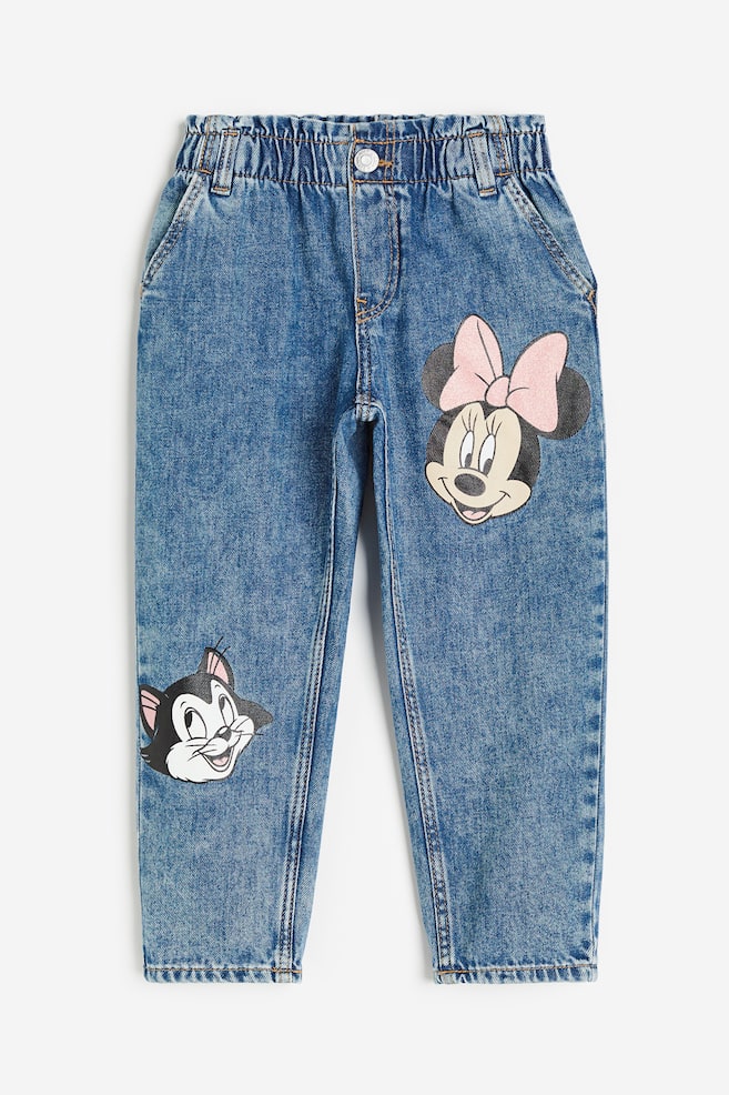 Relaxed Fit Paper Bag Jeans - Denim blue/Minnie Mouse/Light denim blue/Mickey Mouse - 1