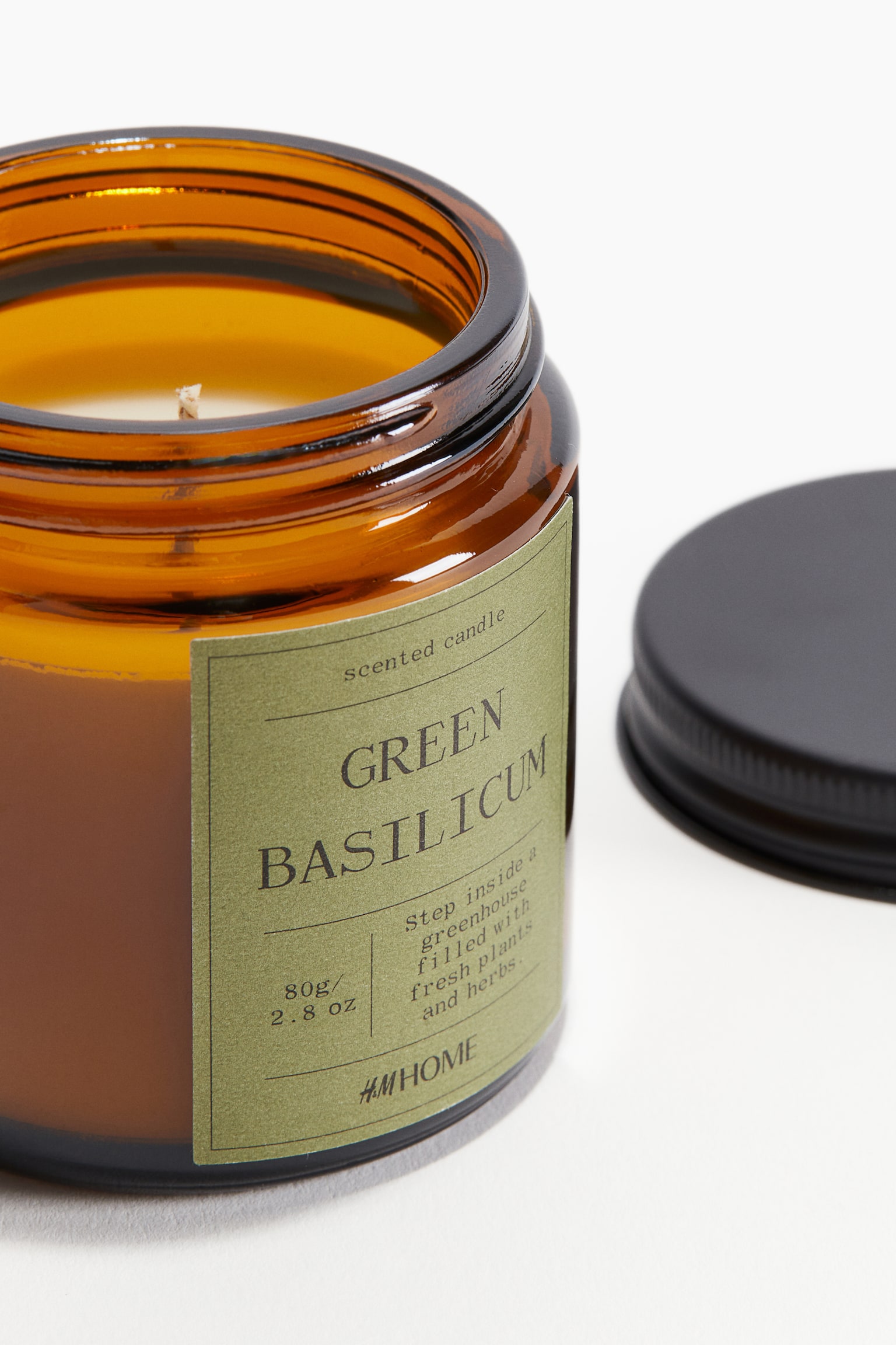 フレグランスキャンドル S ガラスホルダー入り - カーキグリーン／Green Basilicum/ホワイト／Sichuan Fig/ブラック／Hazy Oud/ダークグリーン／Frosty blossom - 4