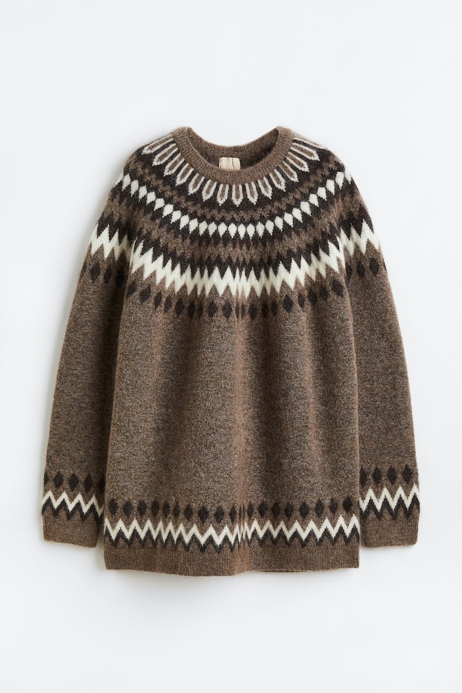 Mohair-blend jacquard-knit jumper - Brown/Patterned/Dark grey/Patterned - 1