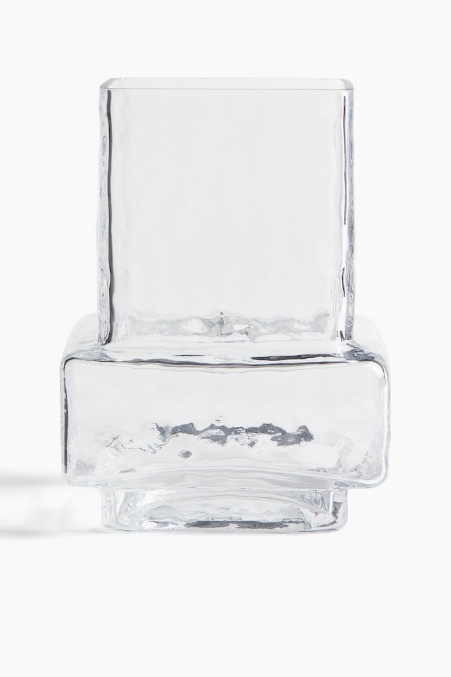 Textured-Glass Vase - Transparent/Light brown - 1