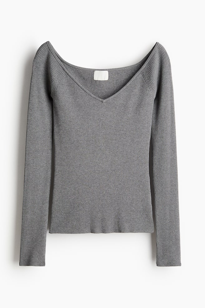 Off-Shoulder-Shirt - Dunkelgrau - 1