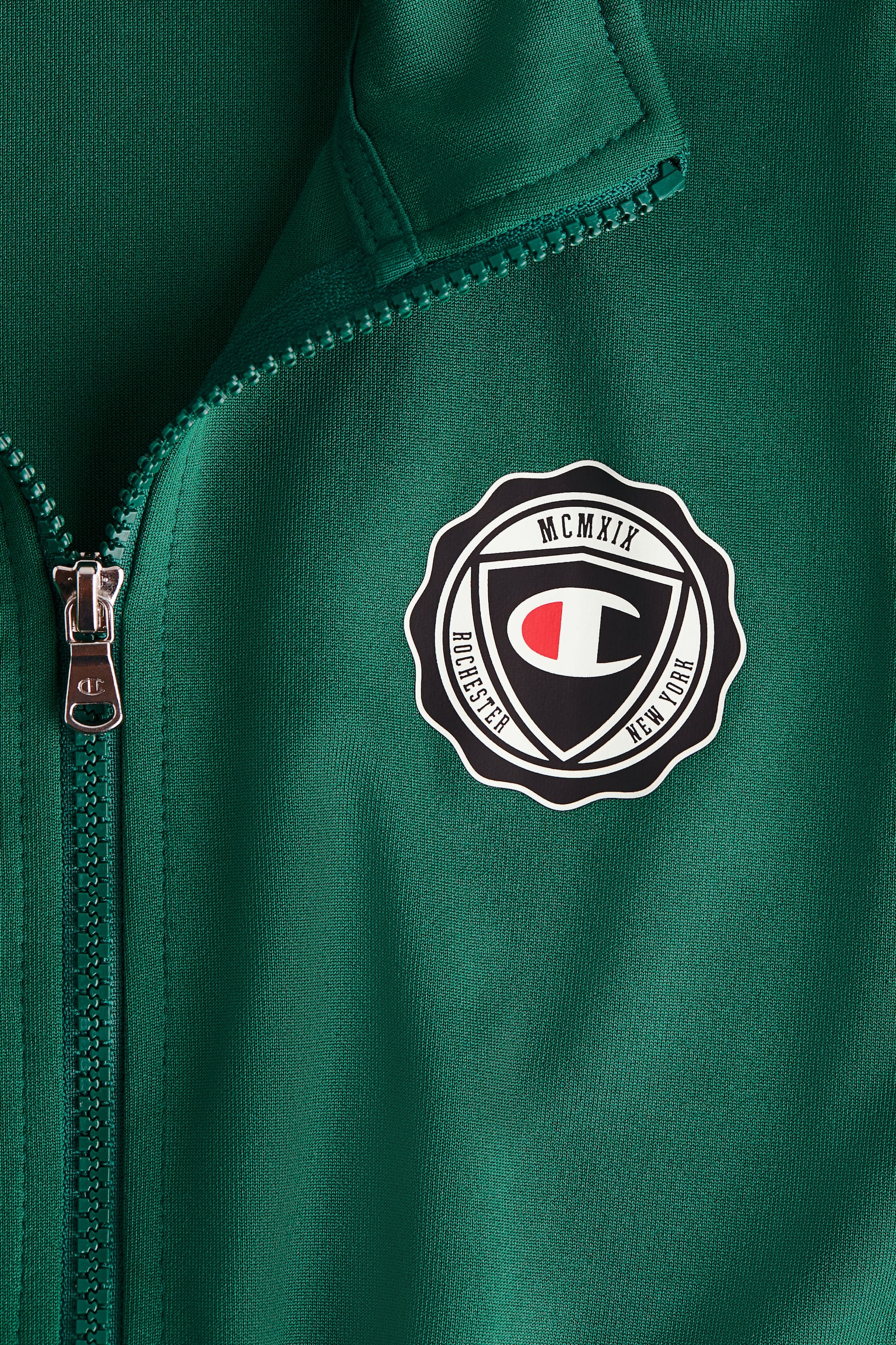 Full Zip Track Jacket With Patch Logo - Forest Green - 2