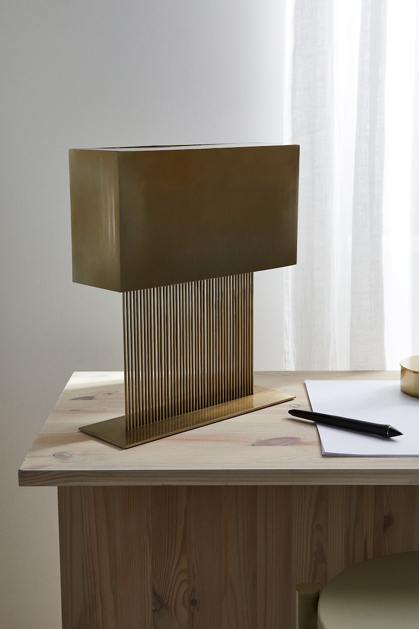 Lampe De Table En Métal Doré – Vintage – Ancien Système électrique